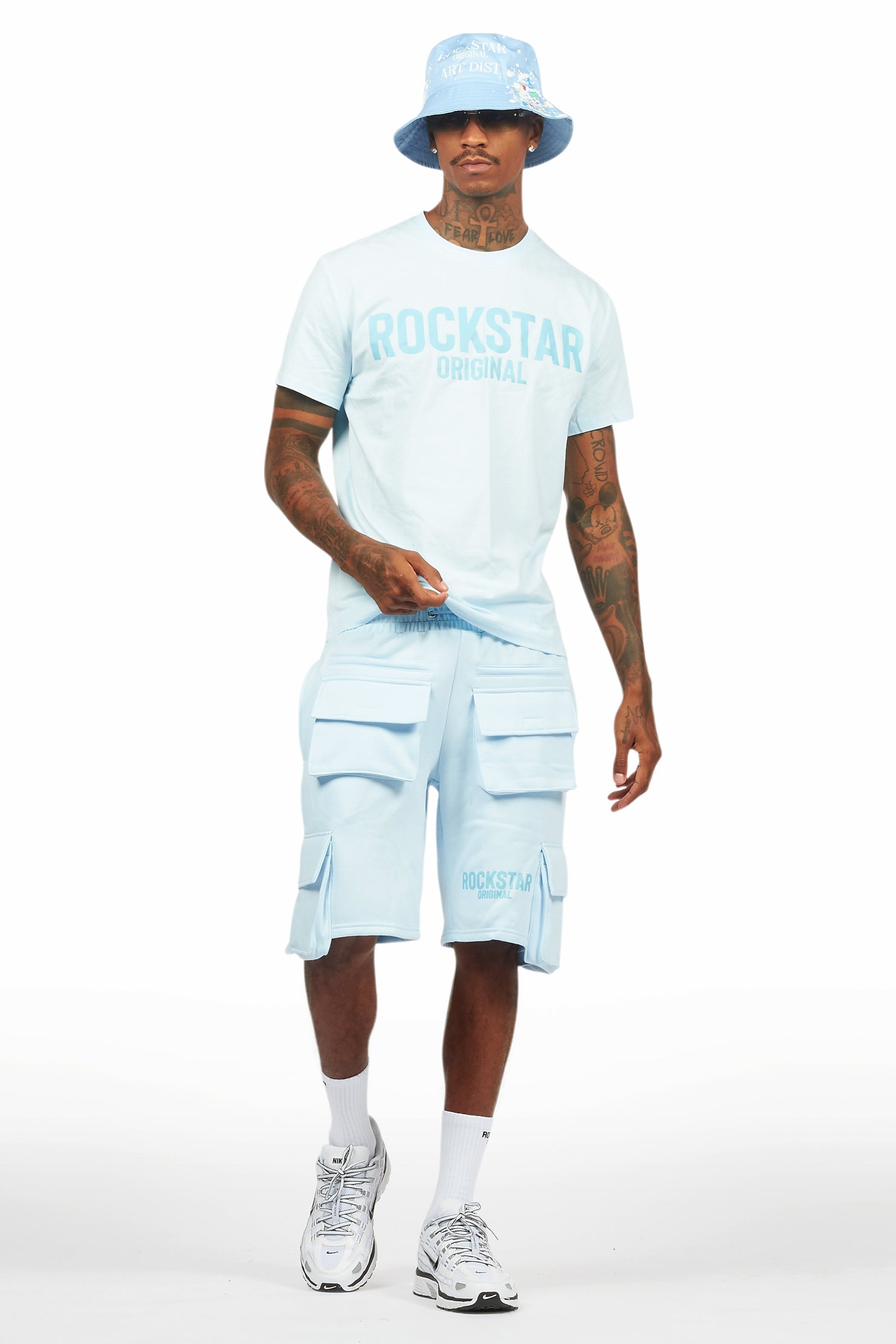 Sana Baby Blue/Blue T-Shirt Cargo Short Set