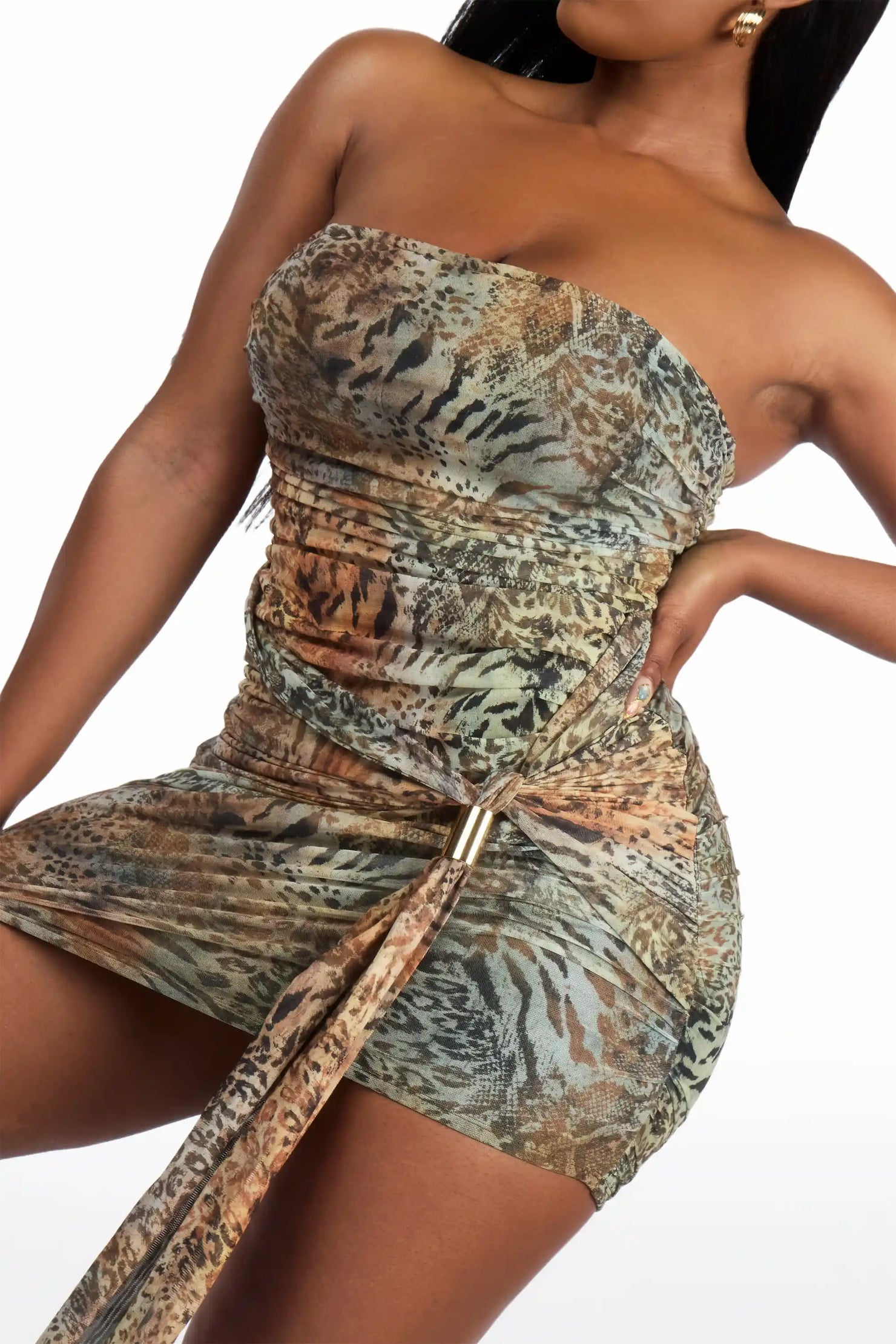 Tiger-Tie Mini Dress