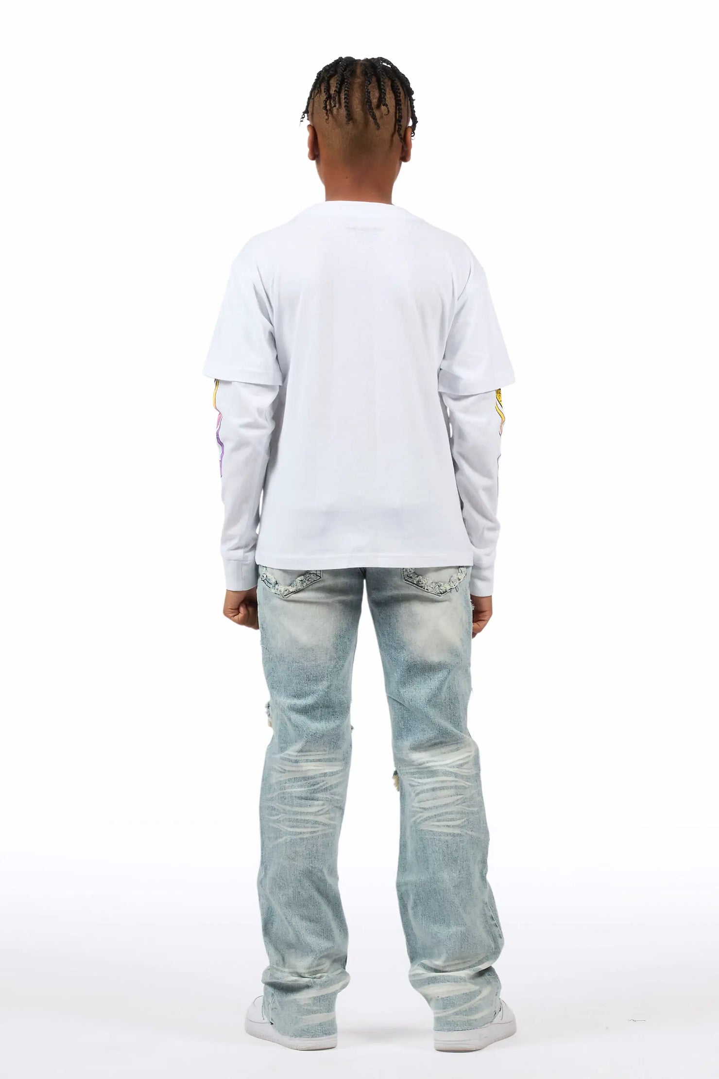 Boys Petrus Blue Stacked Flare Jean