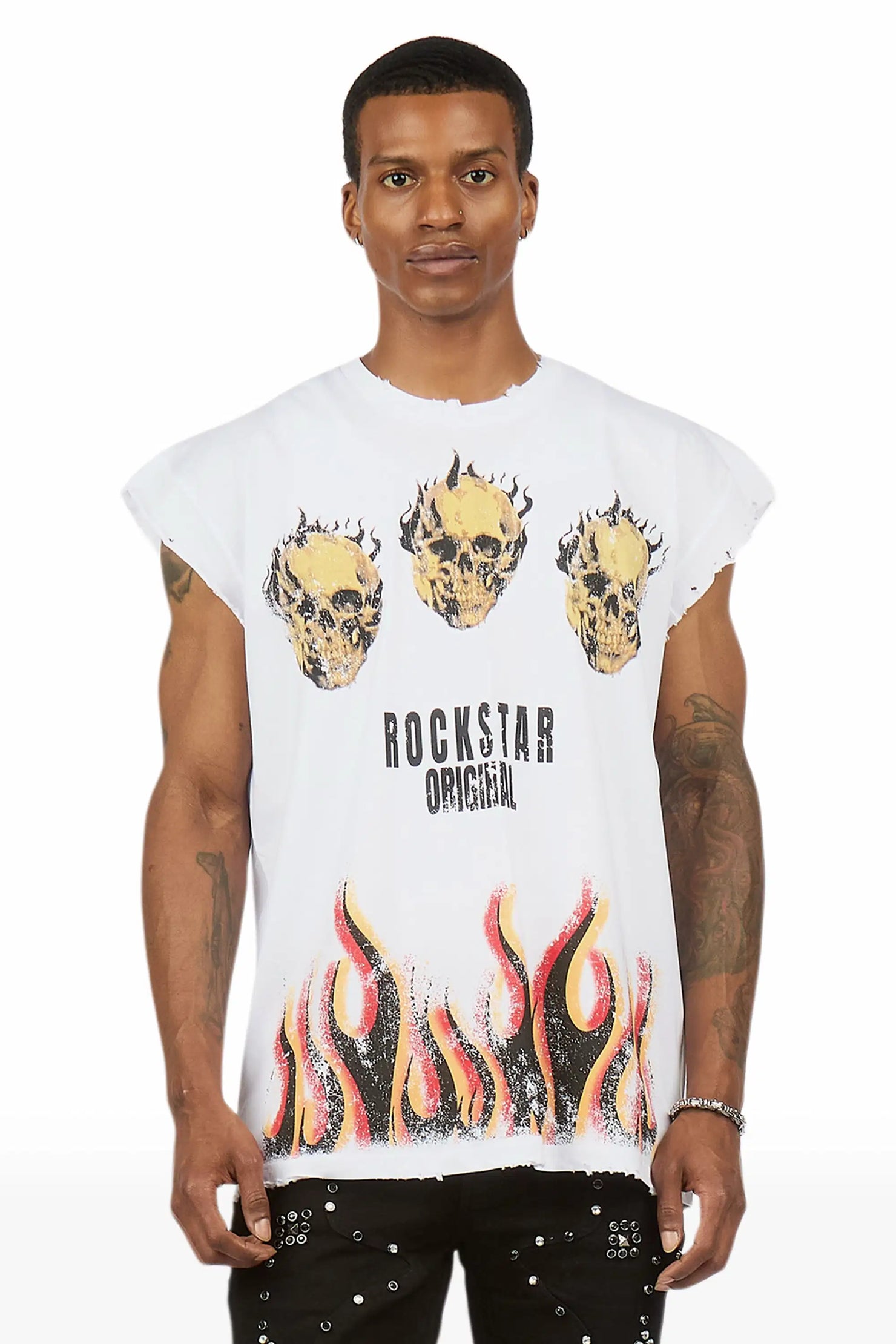Maezar White Cut off Tee