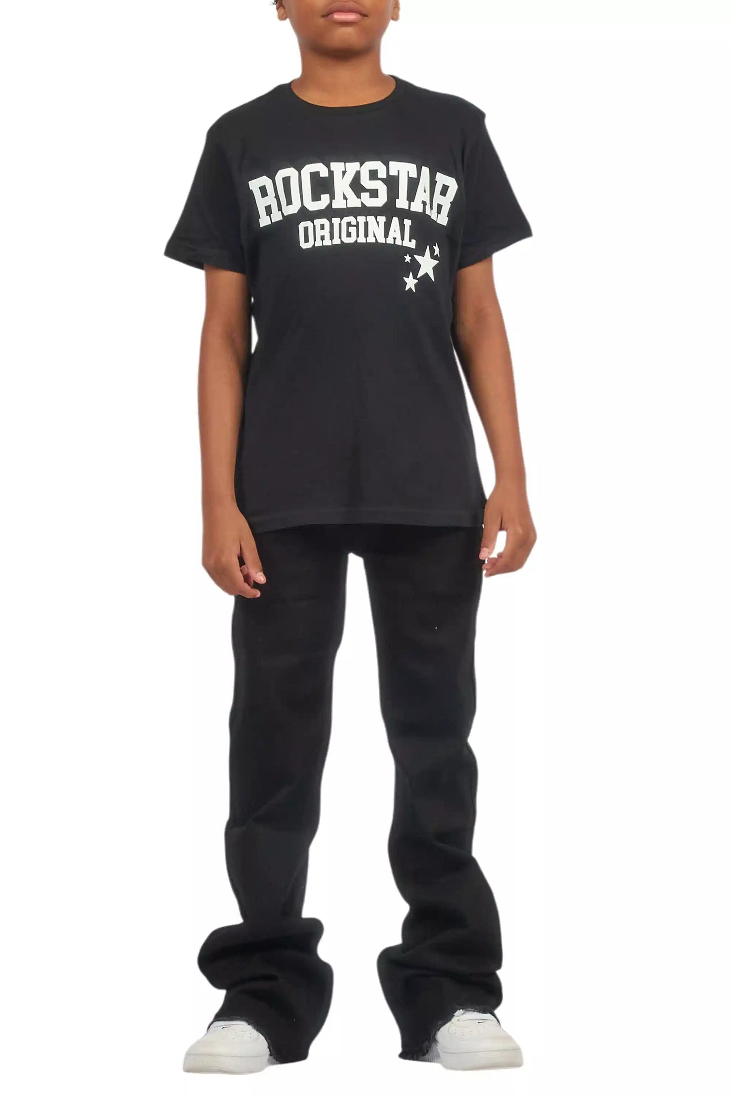 Boys Dag Jet Black Stacked Flare Jean
