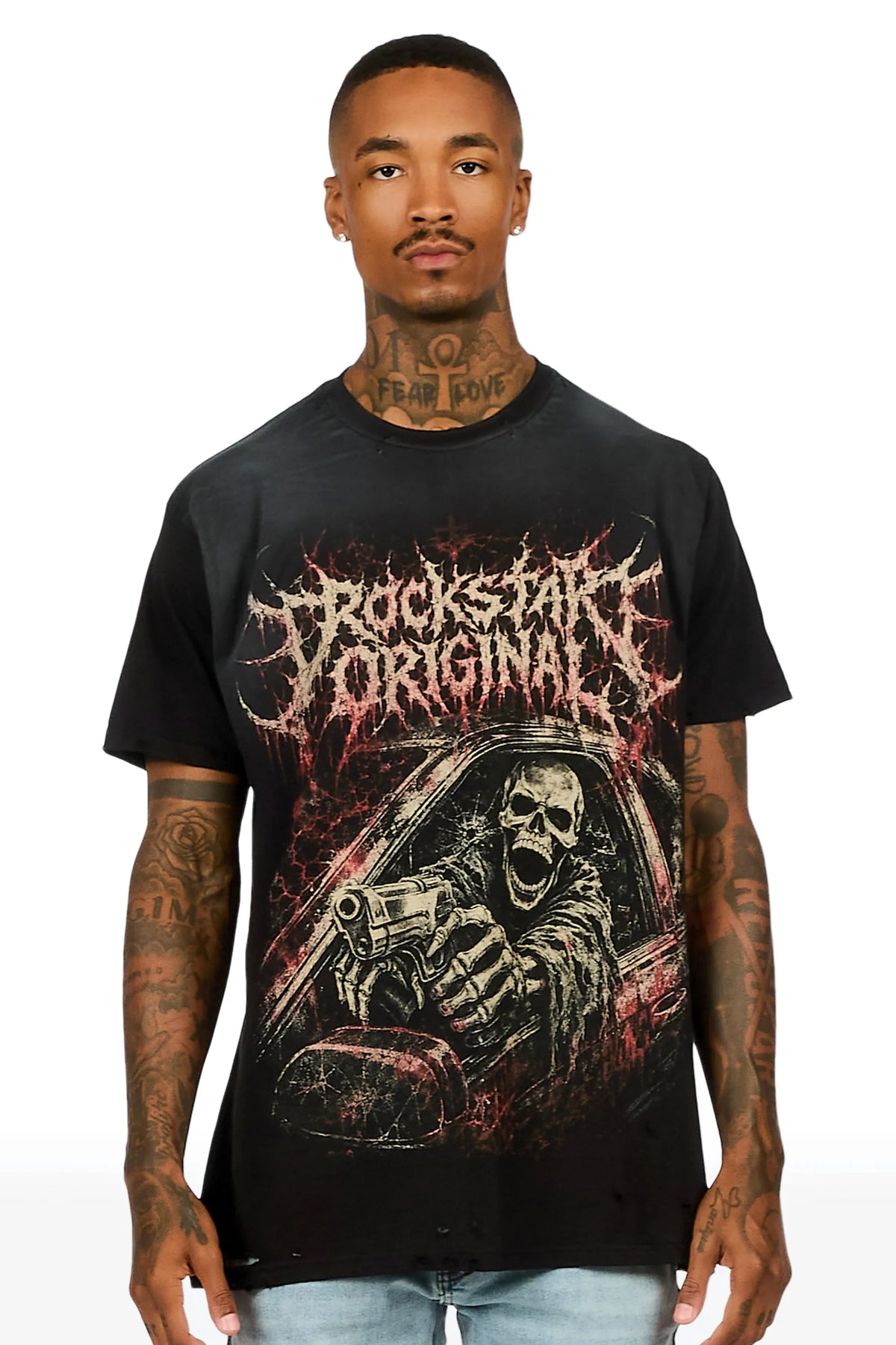 Brevin Black Oversized Graphic T-Shirt