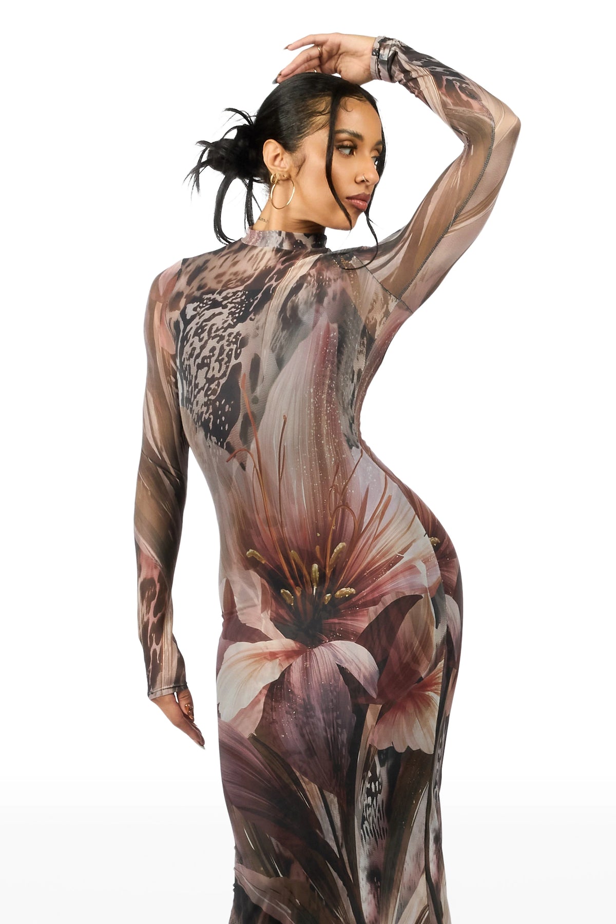 Oversized Floral Animal Black Maxi Dress