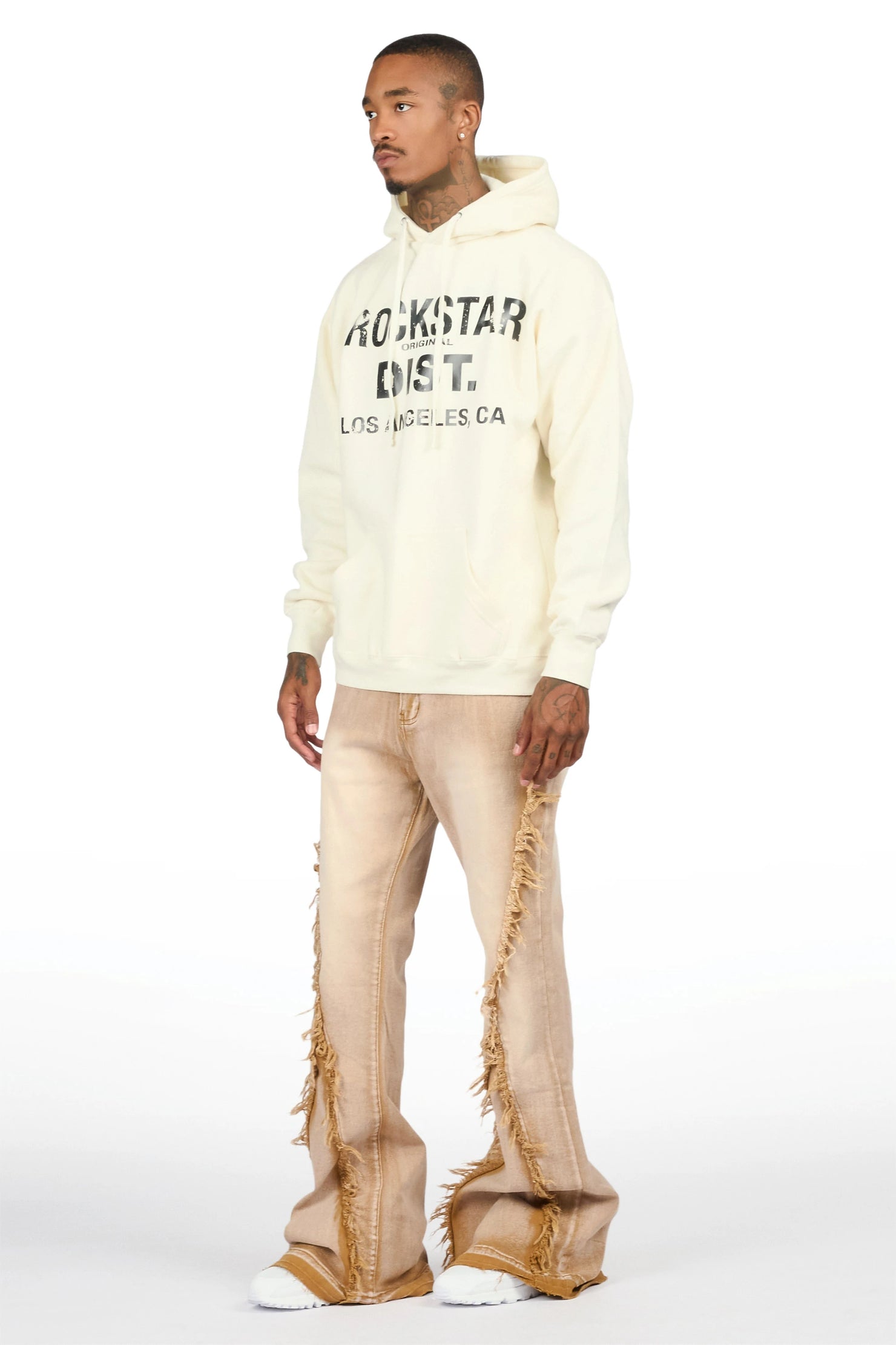 Vane Beige Stacked Super Flare Jean