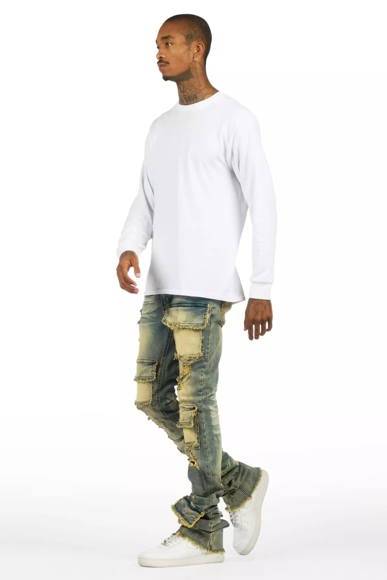 Petrus Tint Blue Super Stacked Flare Jean