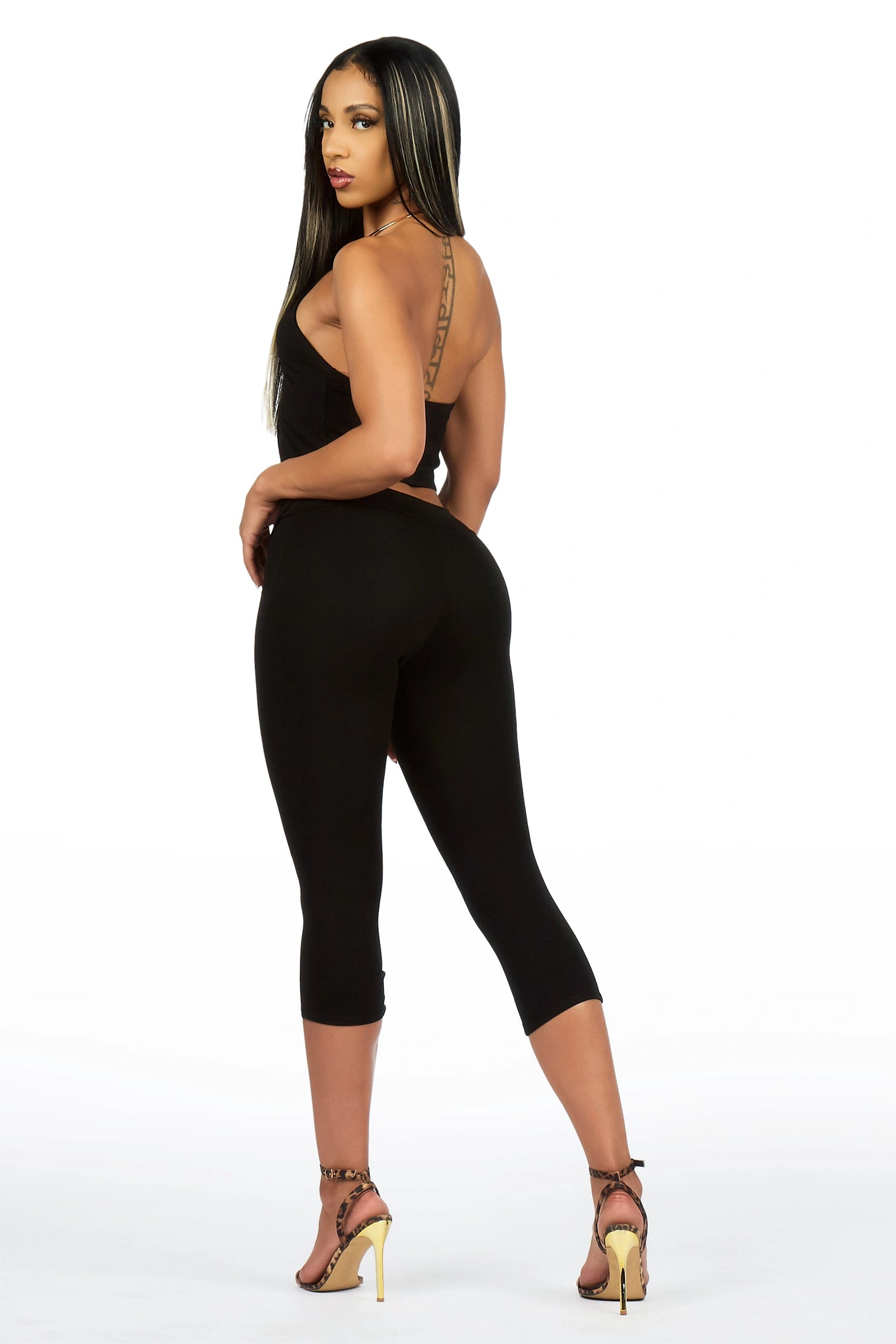 Fly-aay Black 2 pc Capri Set