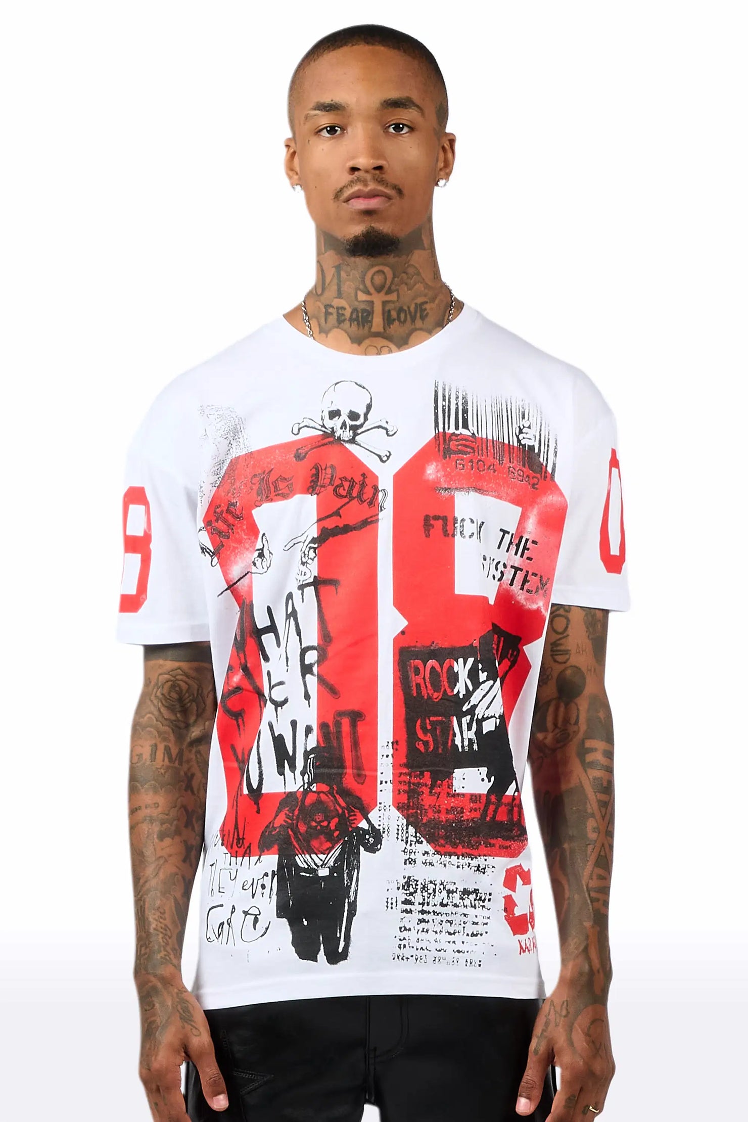 Grill 3.0 White/Red Oversized Graphic T-Shirt