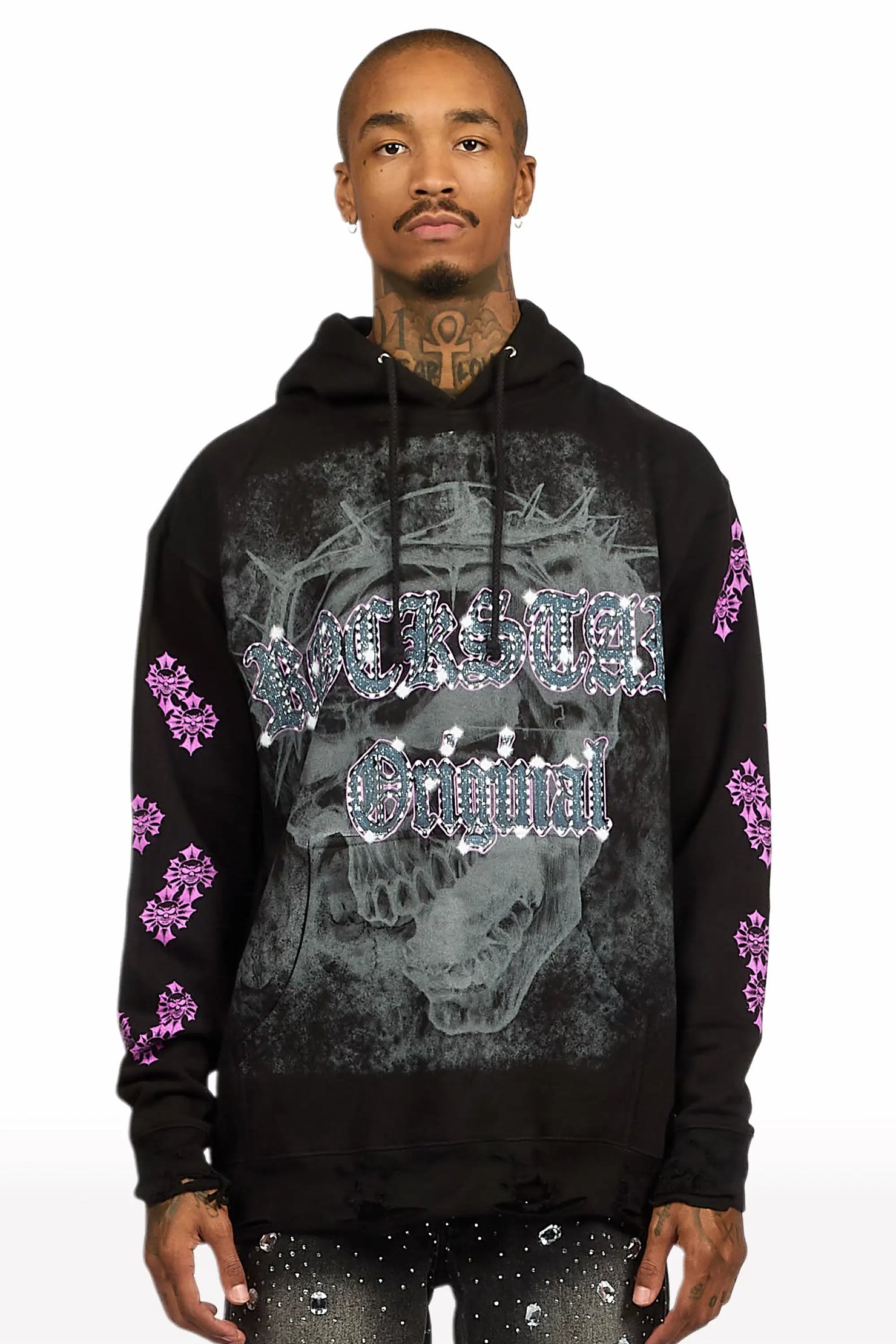 Kyze Black/Multi Distressed Graphic Hoodie