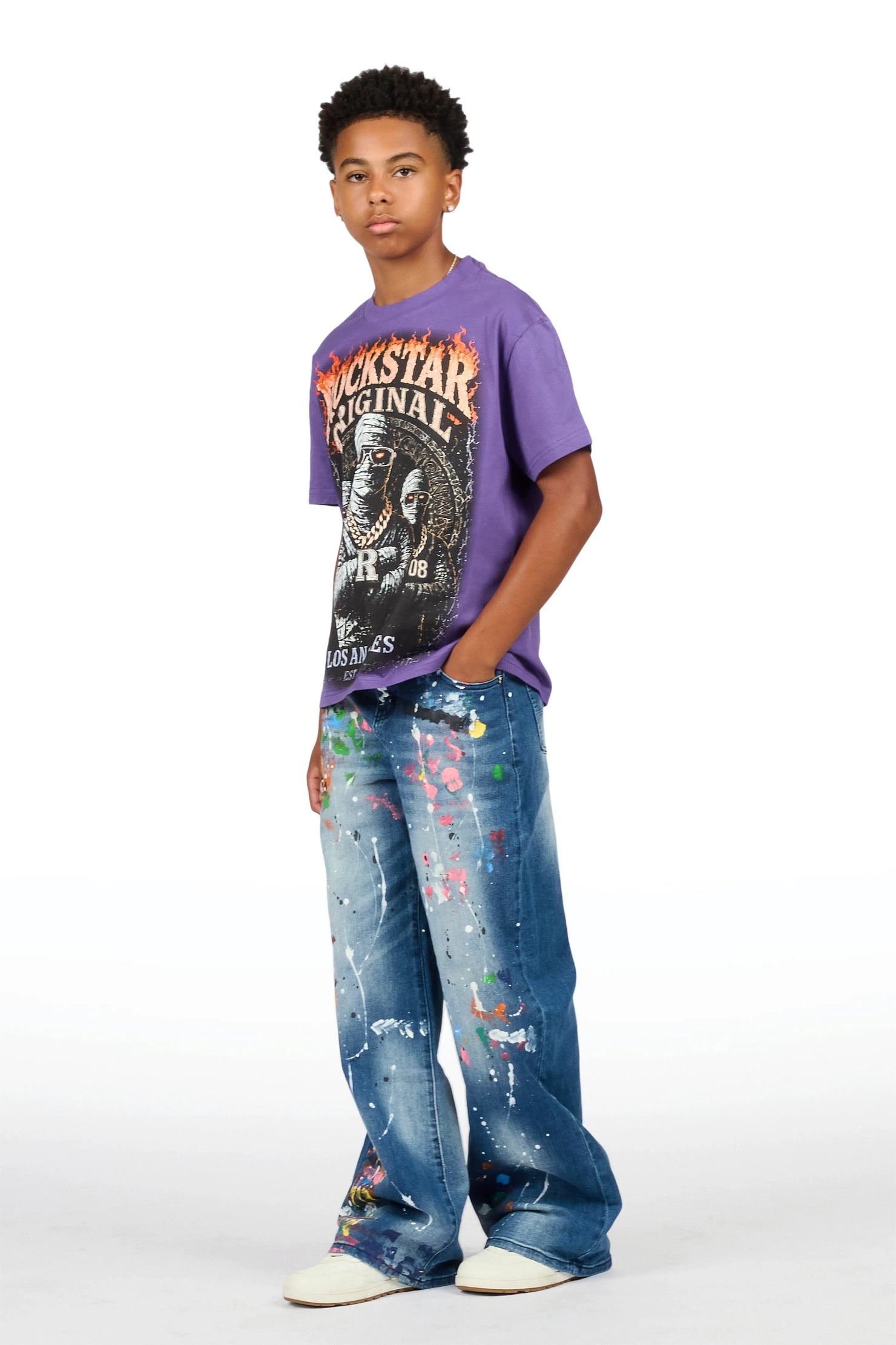 Boys Yazier Dark Blue Relaxed Fit Jean