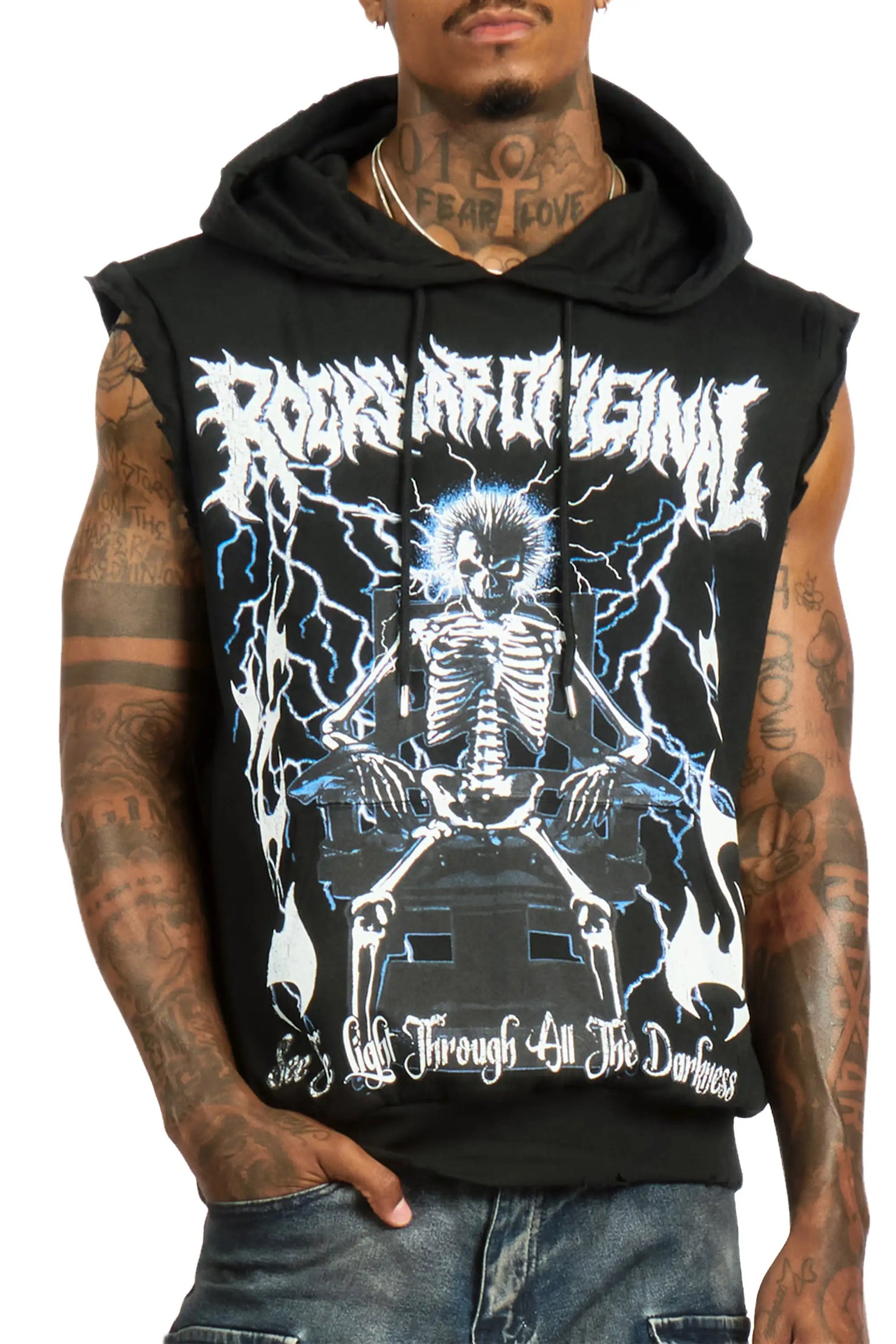 Deathrow Black Cut Sleeve Hoodie