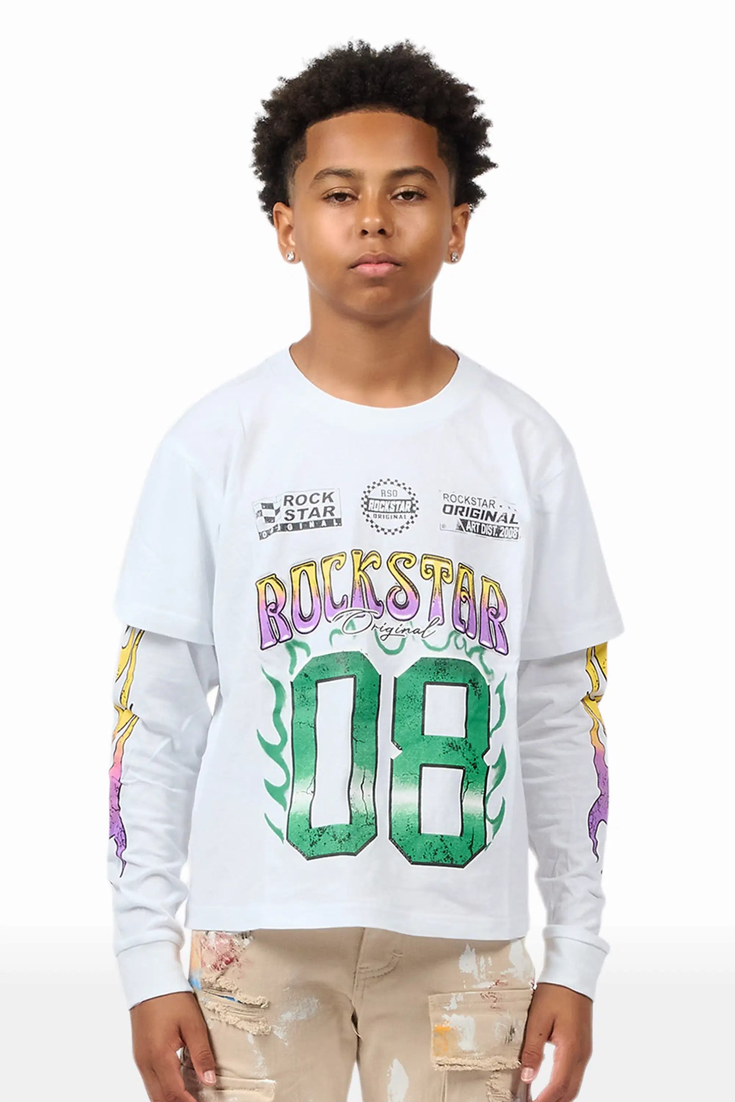 Boys Quito White Long Sleeve Graphic T-Shirt