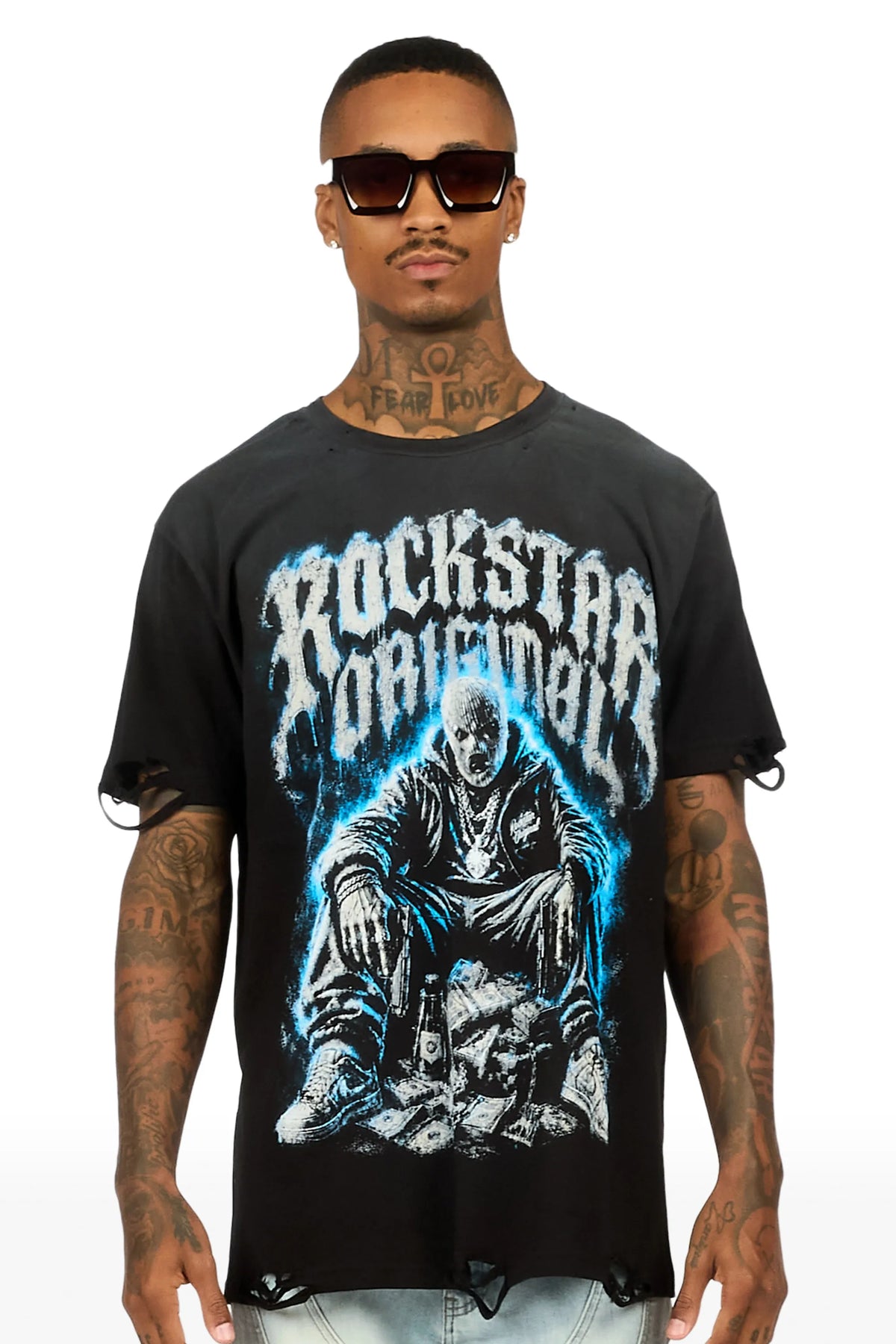 Lazaro Black Oversized Graphic T-Shirt