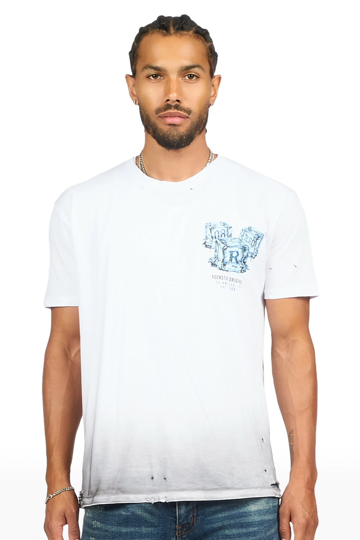 Cubes White Oversized Graphic T-Shirt