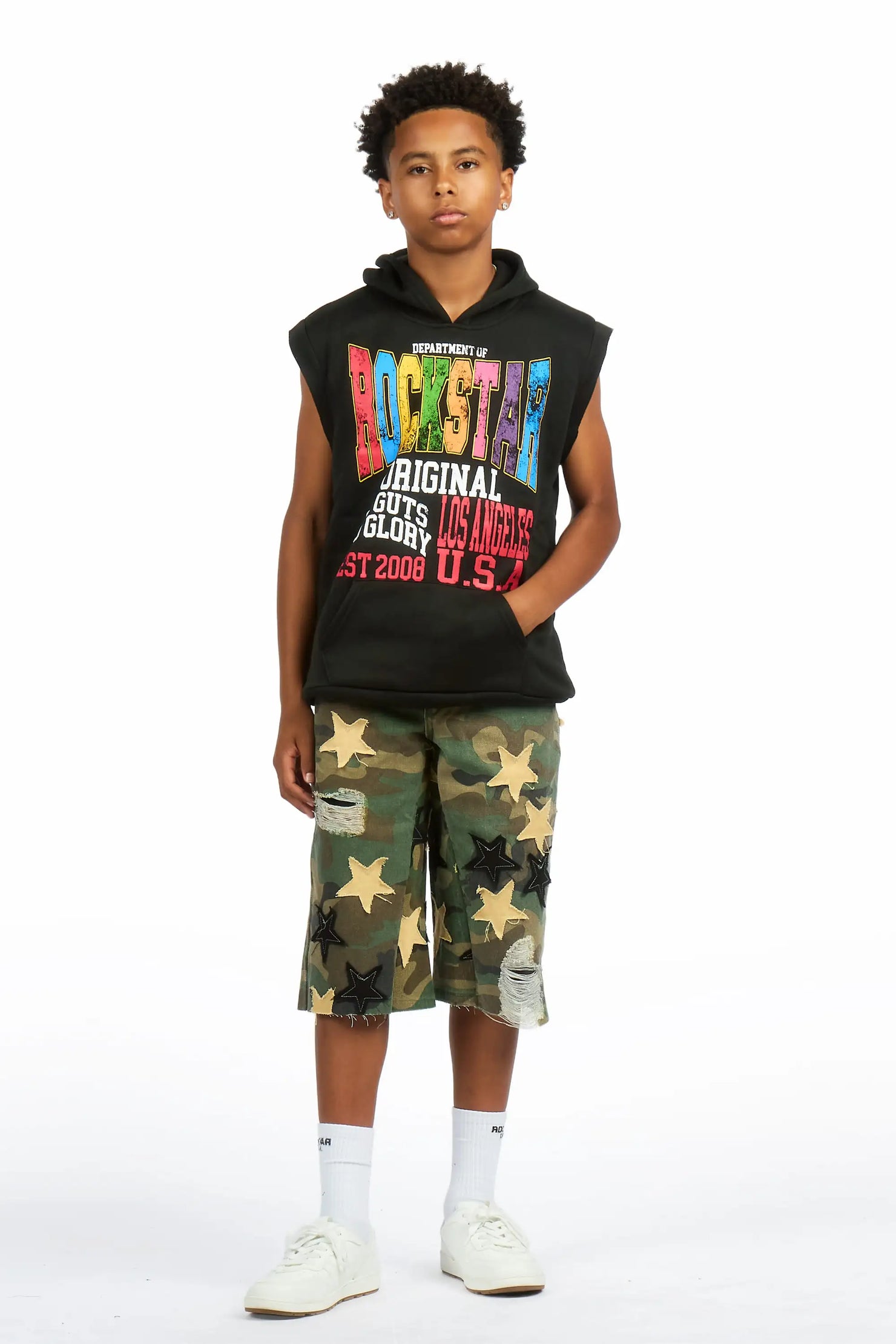 Boys Starlane Camo Denim Jort