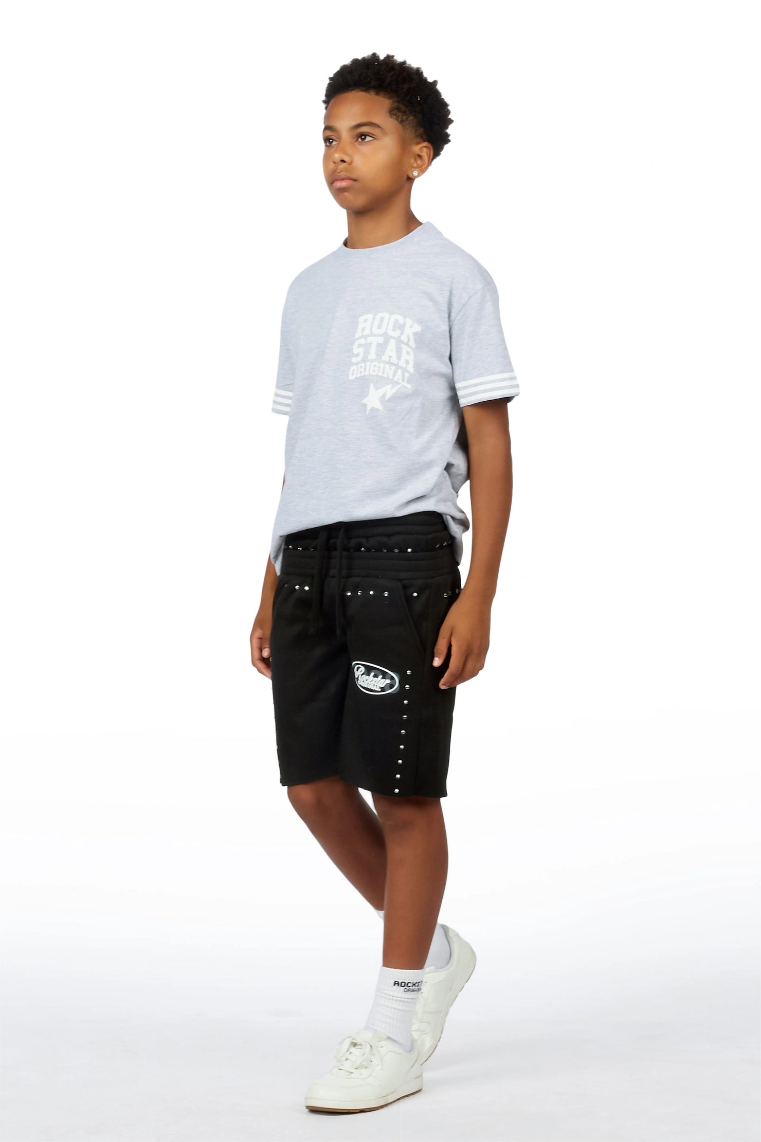 Boys Dezstan Black Rhinestone Double Waisted Short