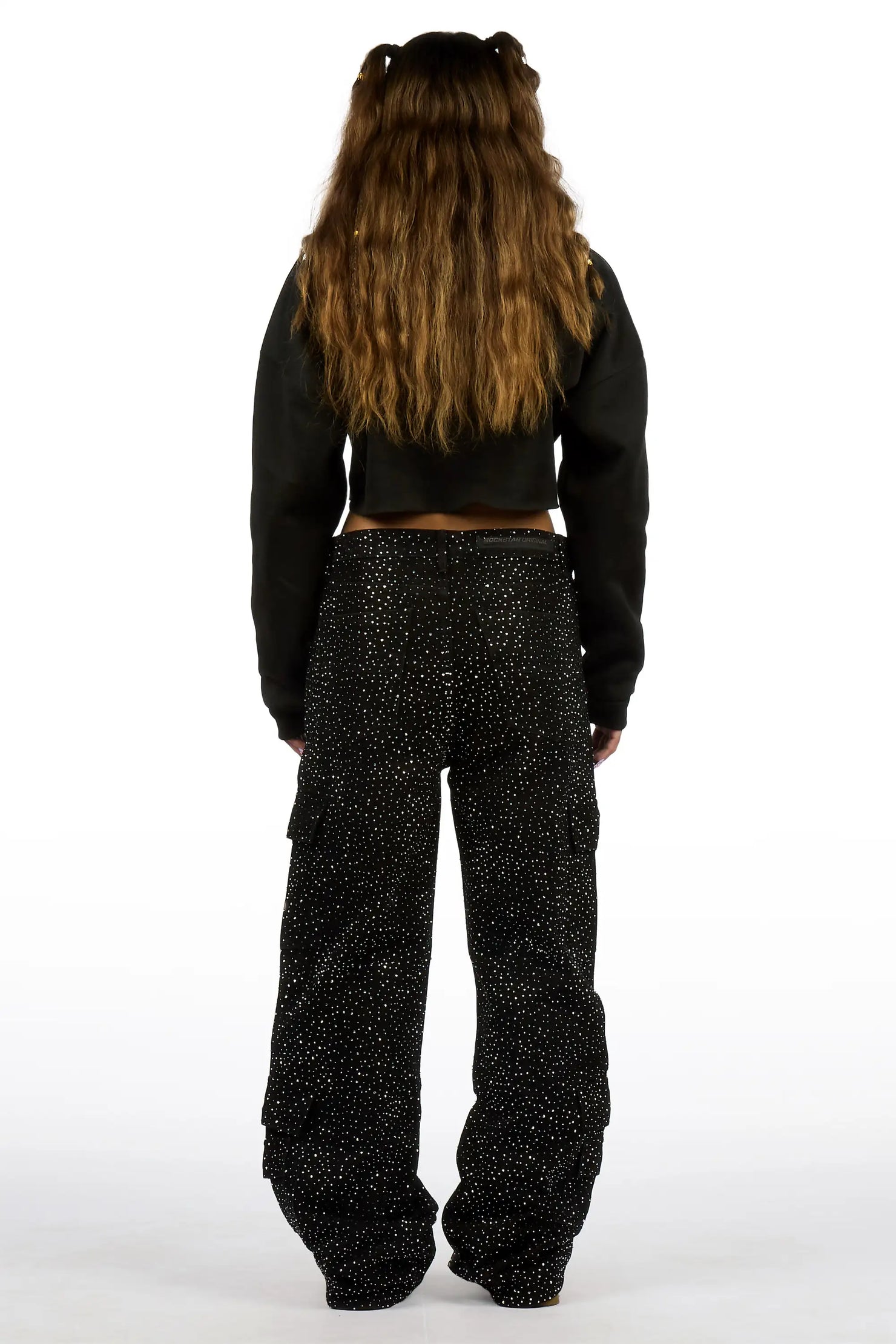Dominika Black Rhinestone Baggy Fit Jean