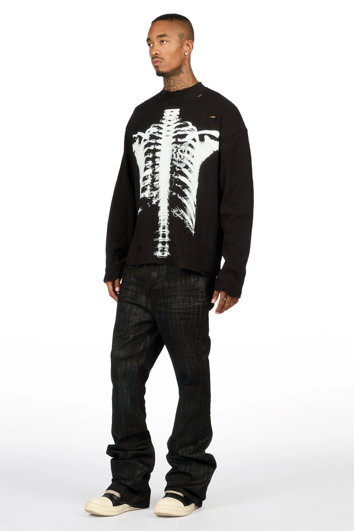 Atreus Black Drop Crotch Flare Jean