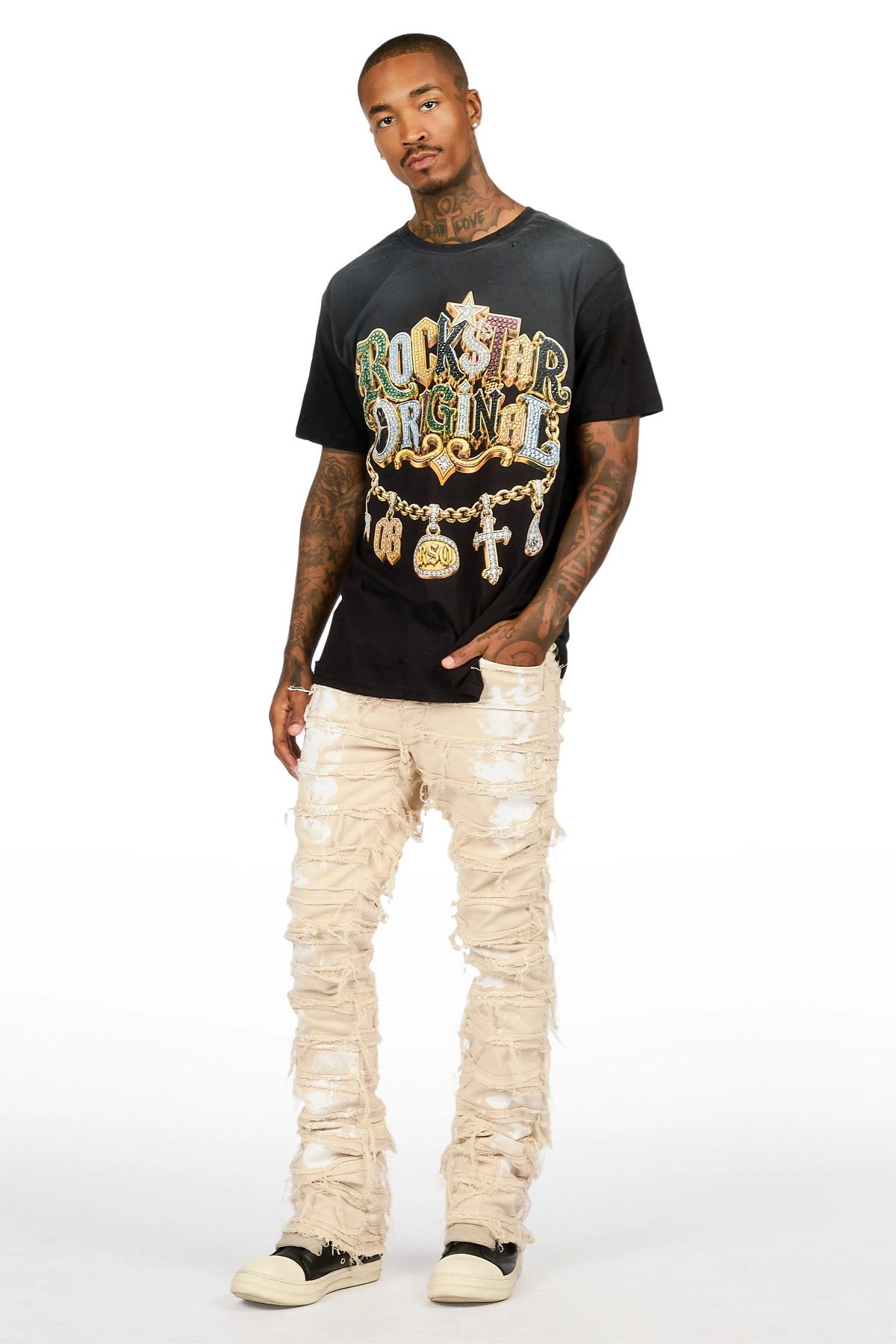 Garson Beige Stacked Fit Jean