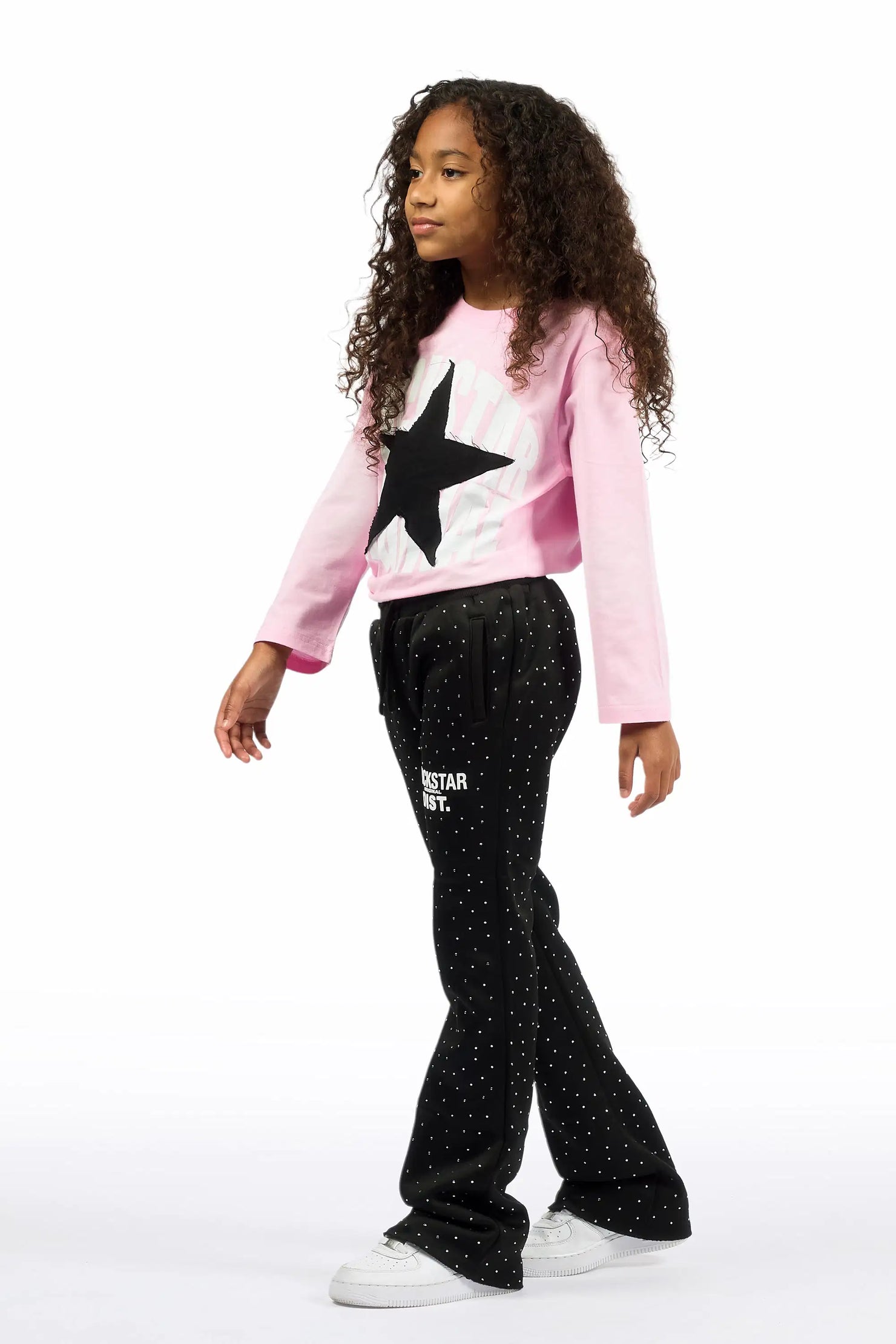 Girls Juliana Rhinestone Black Track Pant