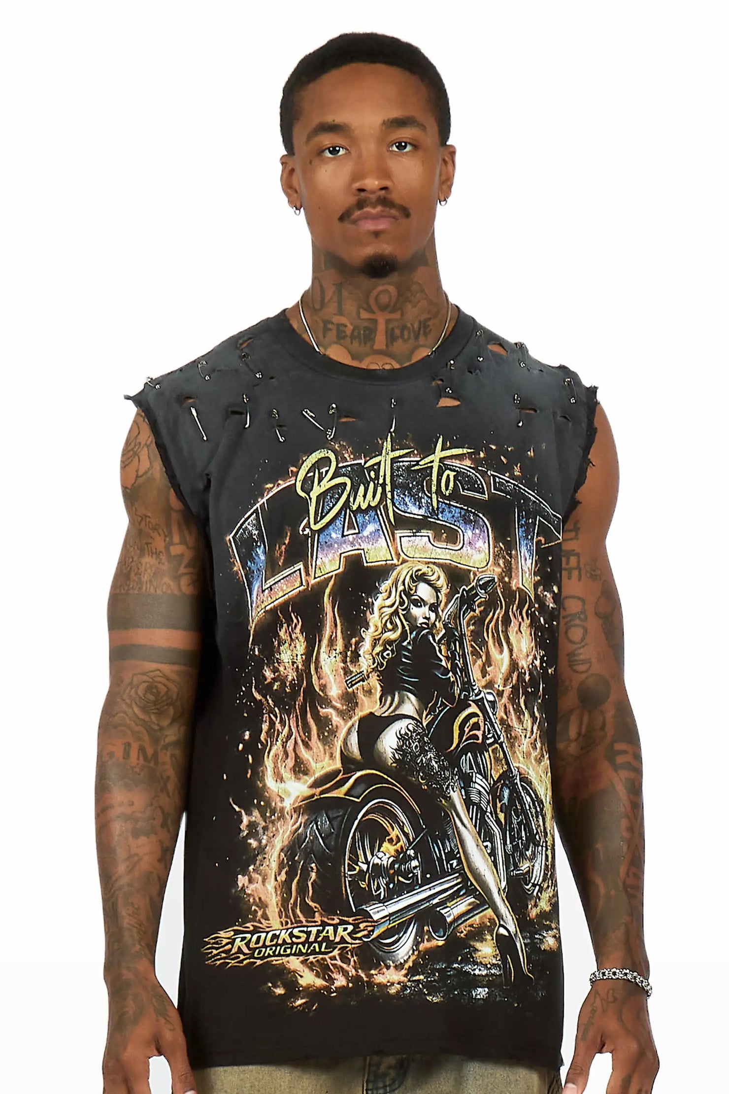 Raider Black Oversized Cut Off T-Shirt