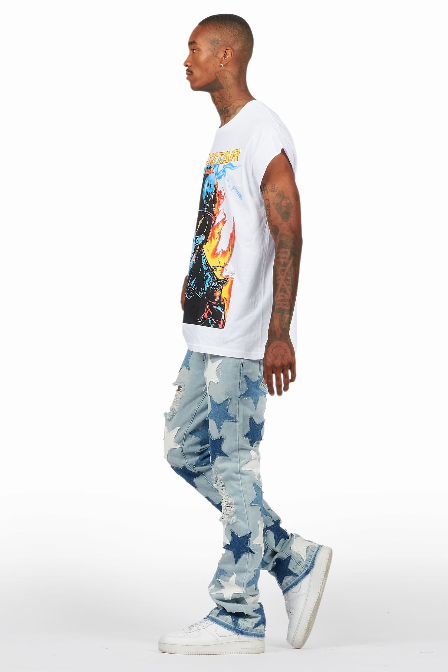 Balius White Graphic Muscle T-Shirt