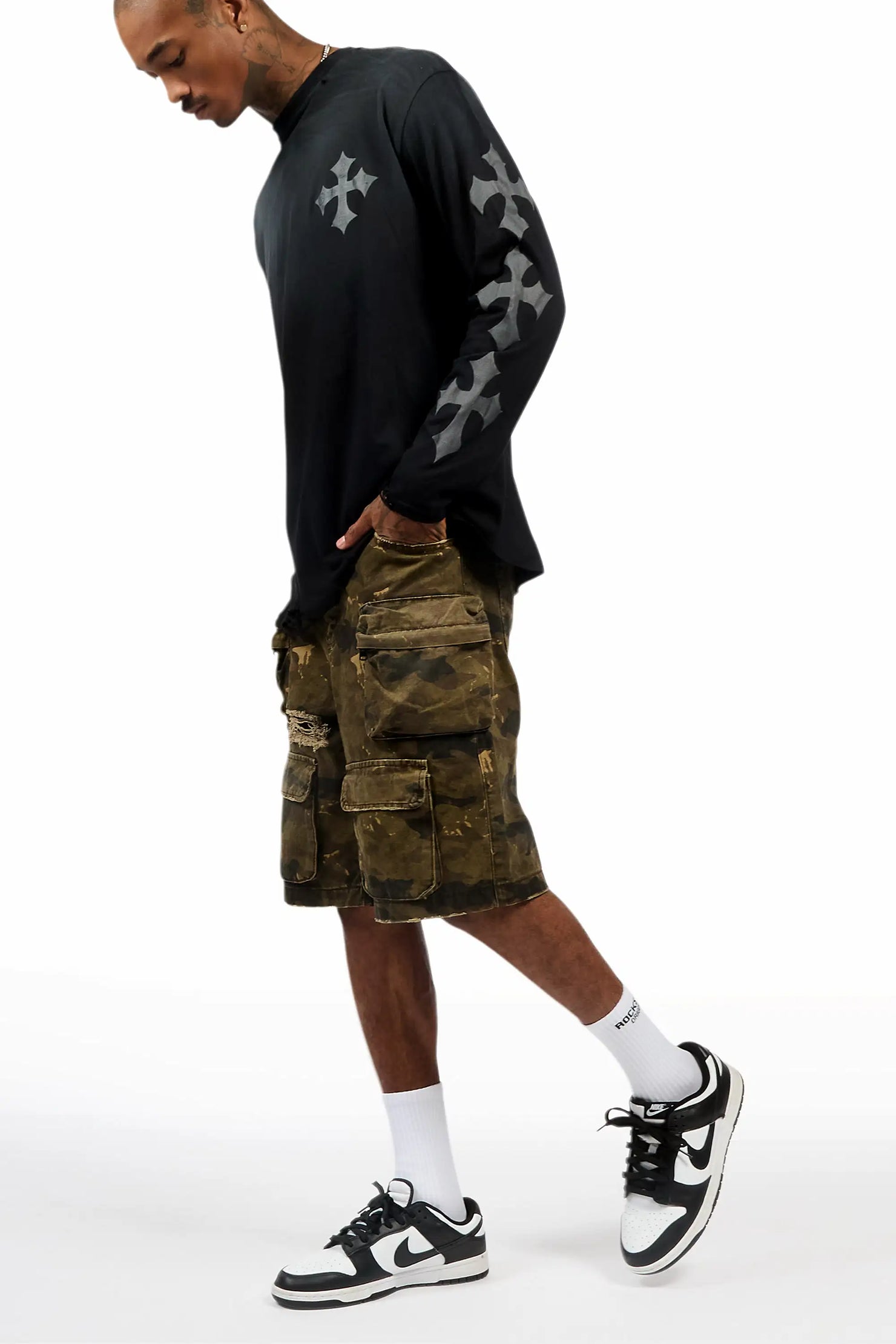 Slaydr Black/Charcoal Long Sleeve Graphic T-Shirt