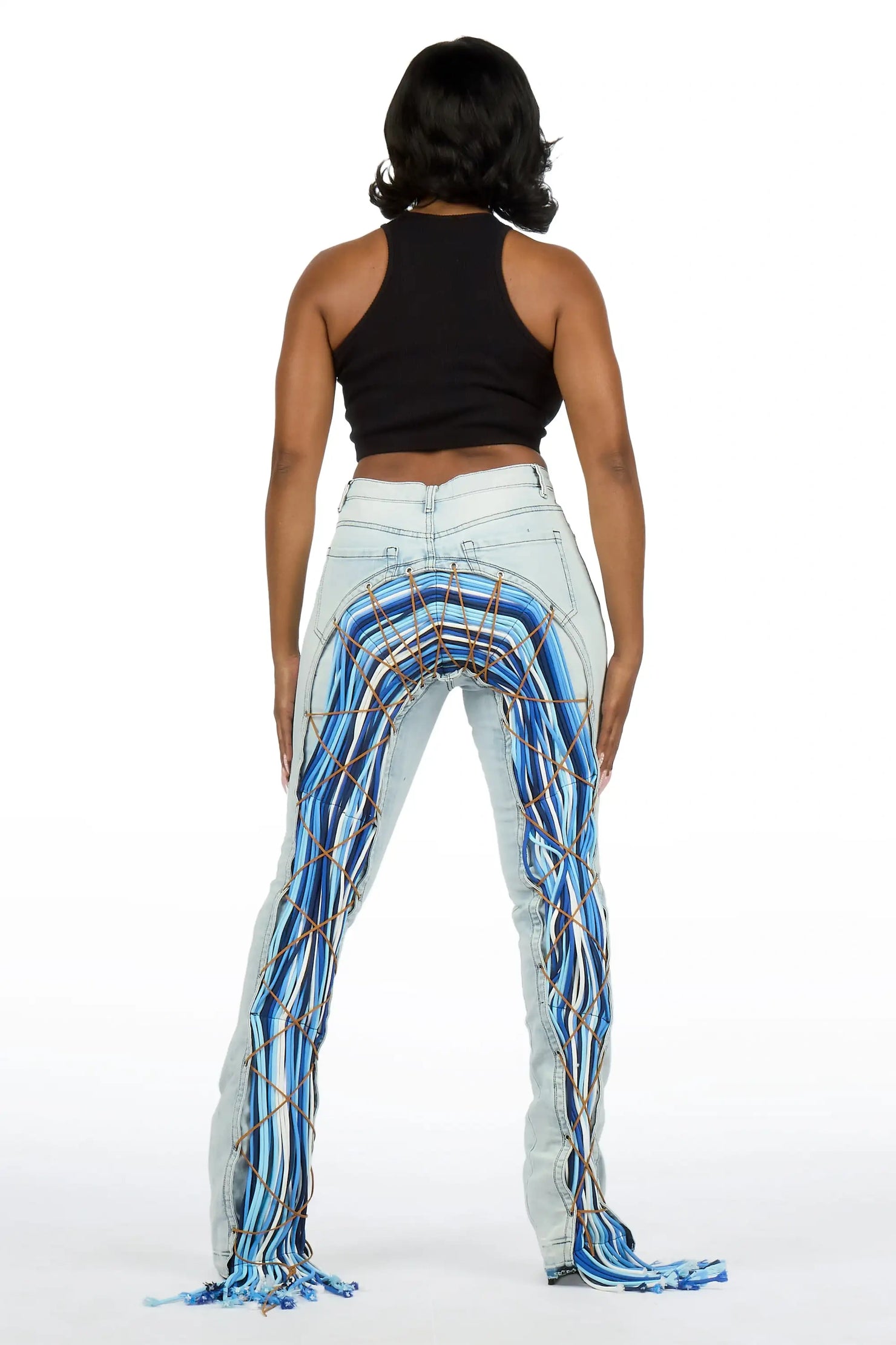 Ottiana Light Blue/Blue Stacked Flare Jean