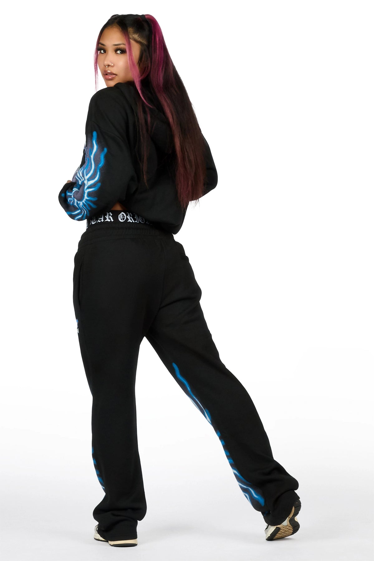 Xandria Black Graphic Baggy Fit Track Set