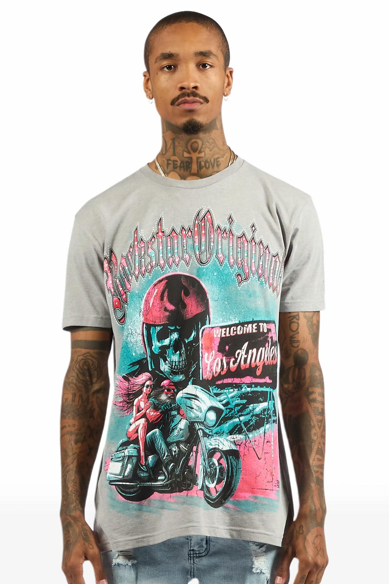 Reece 2.0 Heather Grey/Multi Oversized Graphic T-Shirt