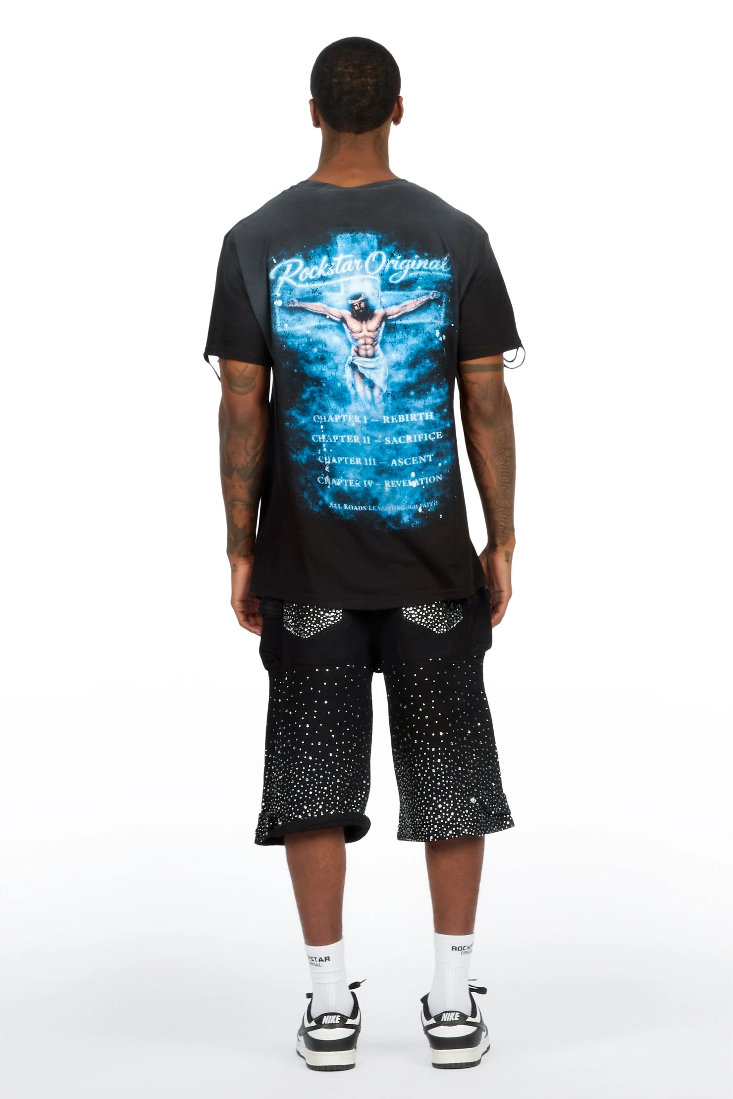 Keoni Black Rhinestone Denim Short