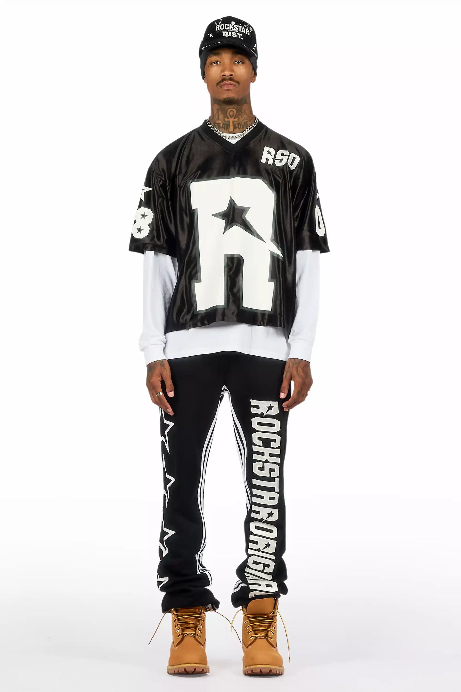 RSO 8 Black T-Shirt/Baggy Stacked Track Set
