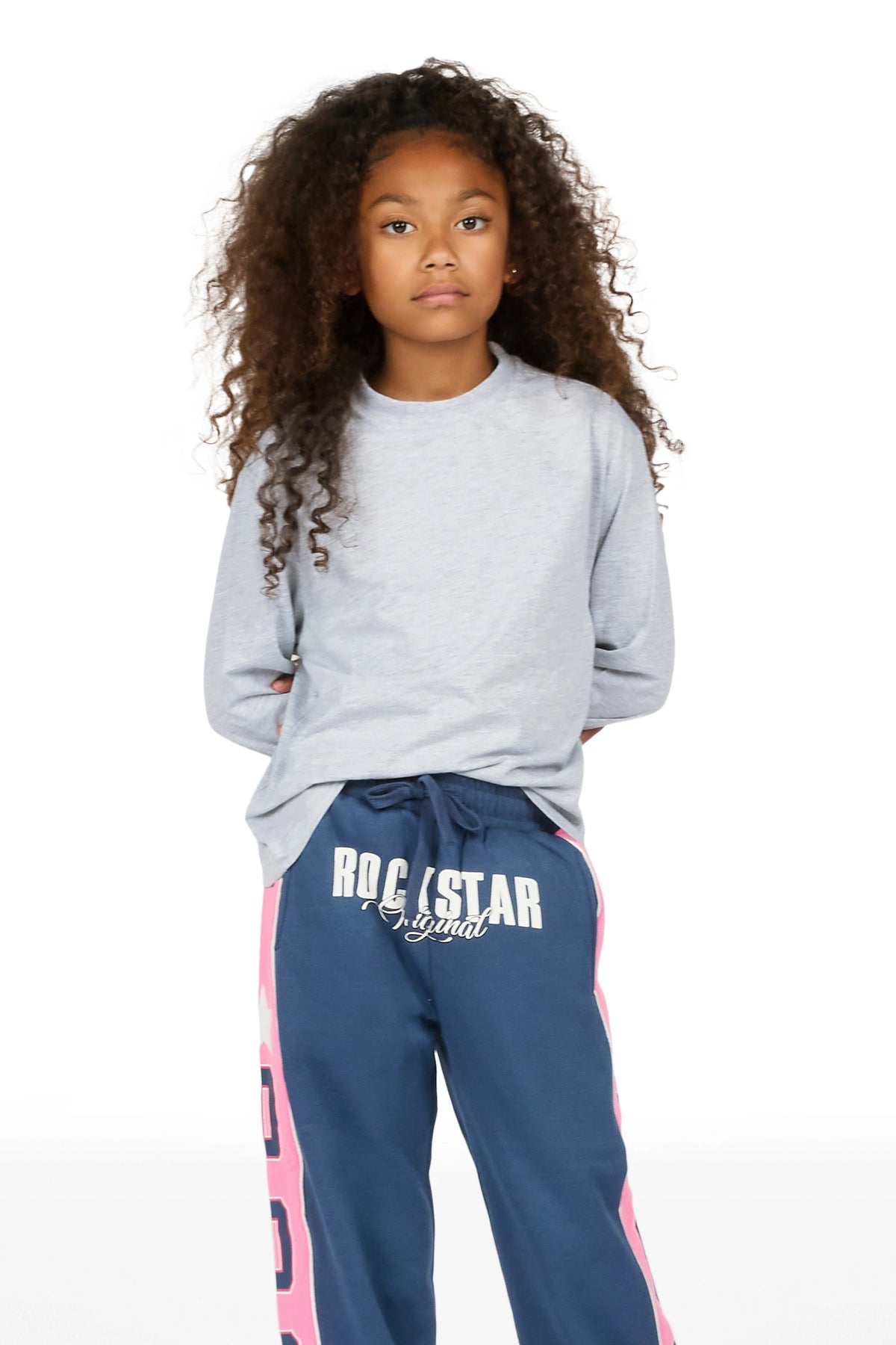 Girls Airelle Navy/Pink Baggy Track Pant