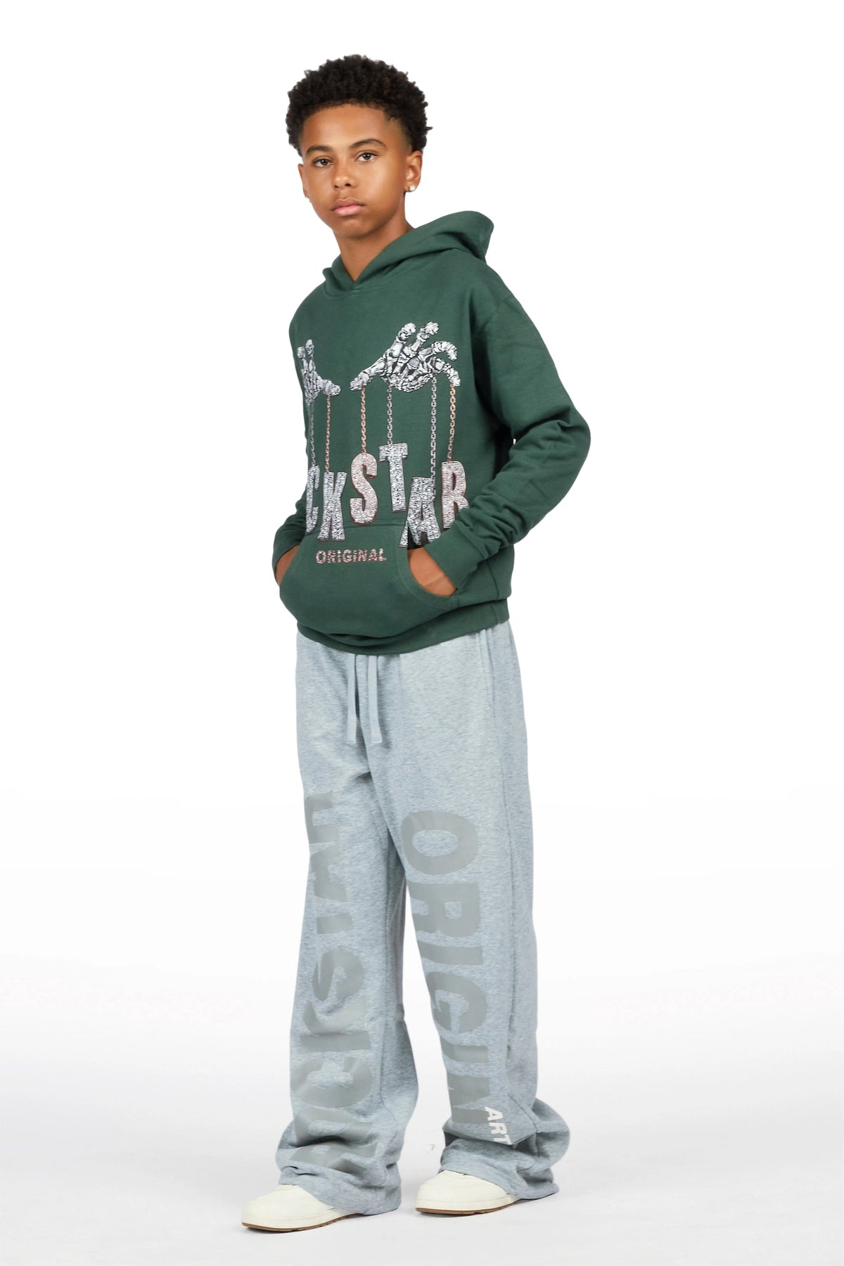Boys Hazy Heather Grey Super Baggy Track Pant