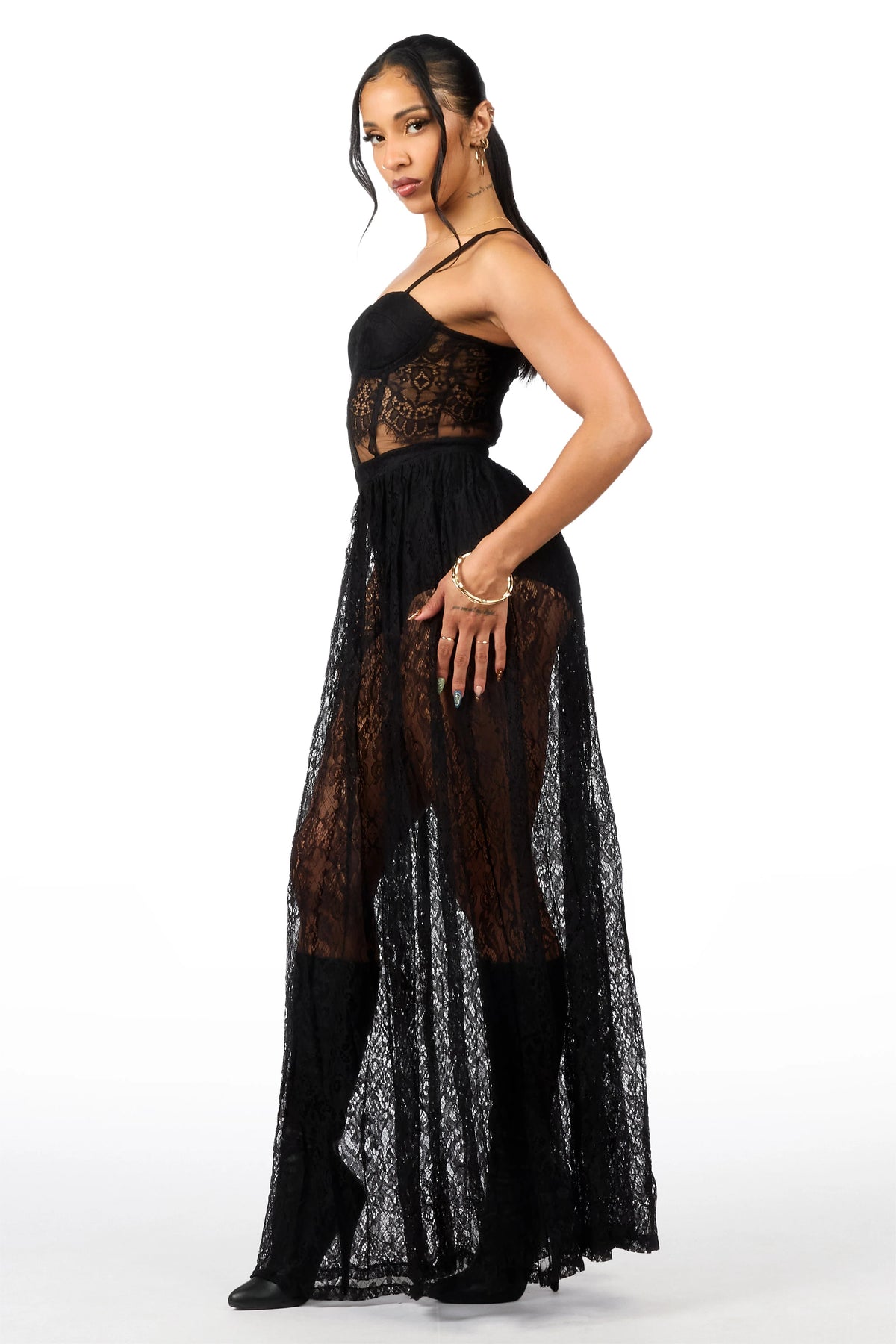 Max'd out Lace Black Maxi Dress