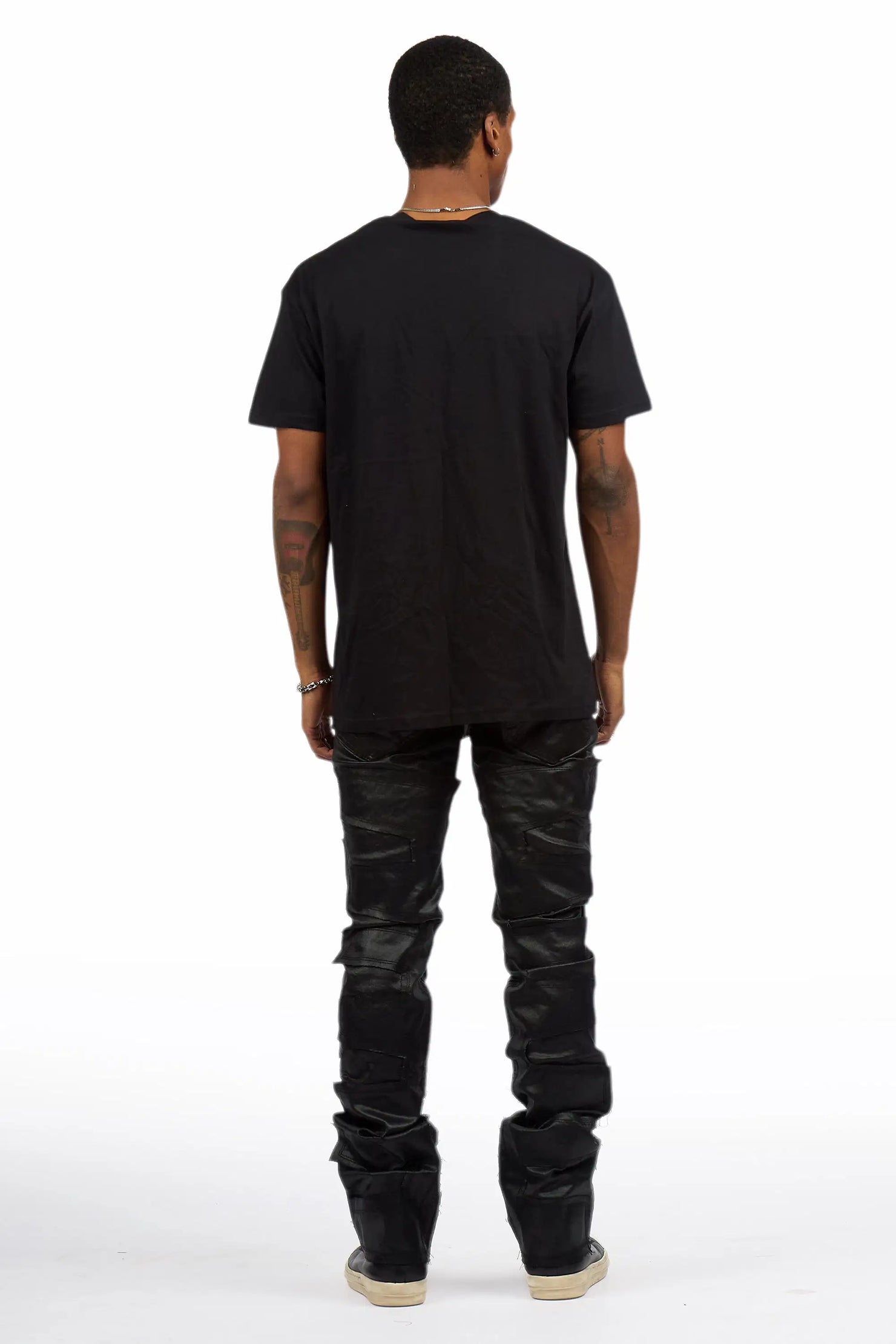 Shake Black Coated Stacked Flare Jean