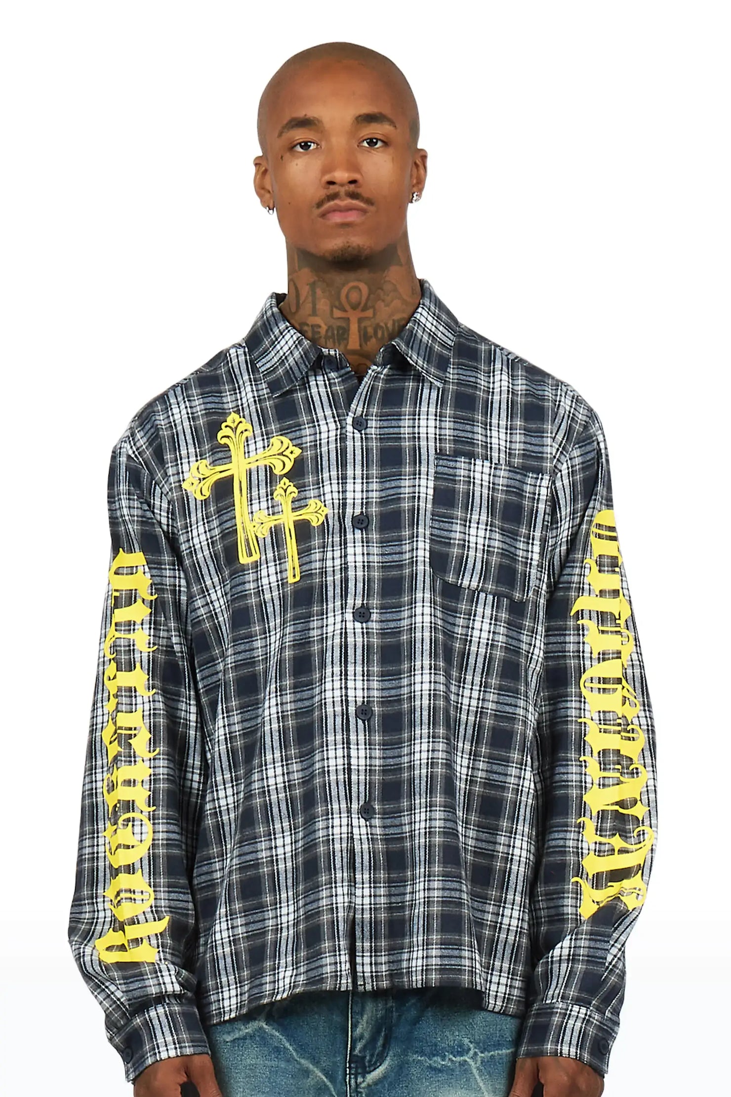 Helder Navy Flannel Long Sleeve Shirt
