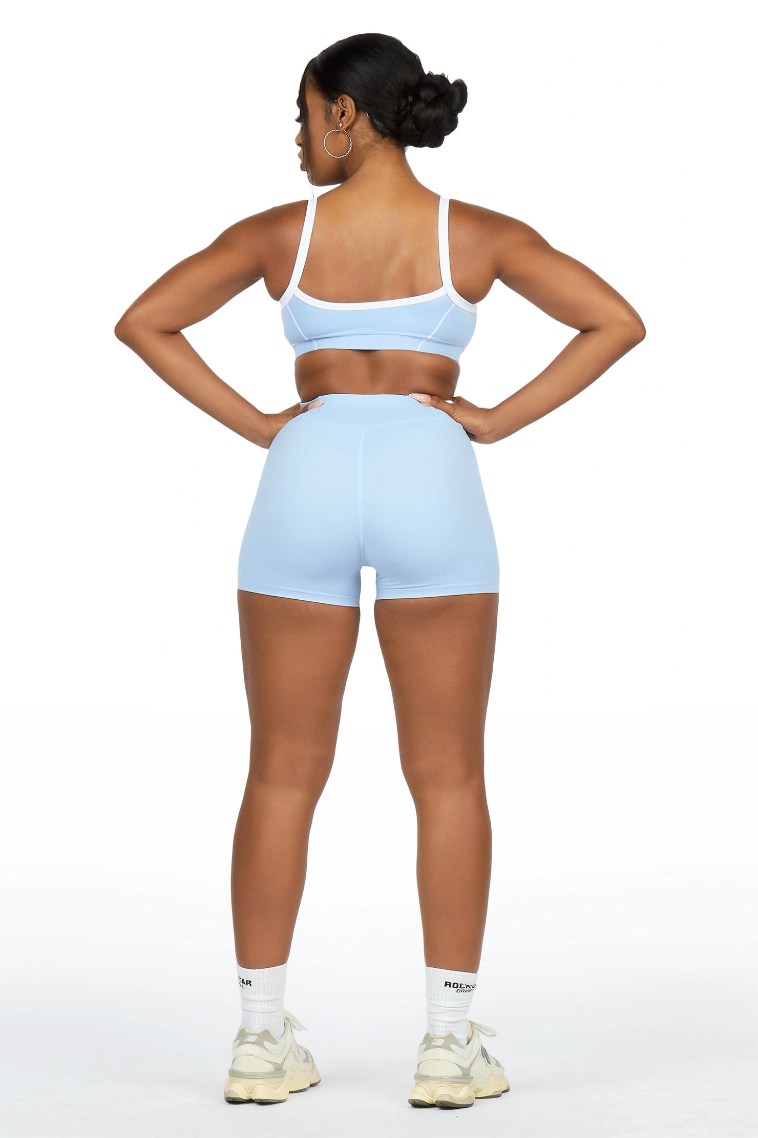 Afshana Light Blue Tank Active Bike Short Set