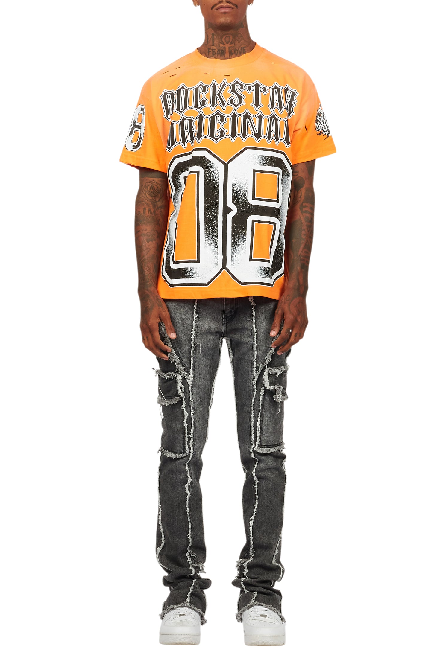 Alim Orange Oversized Graphic T-Shirt