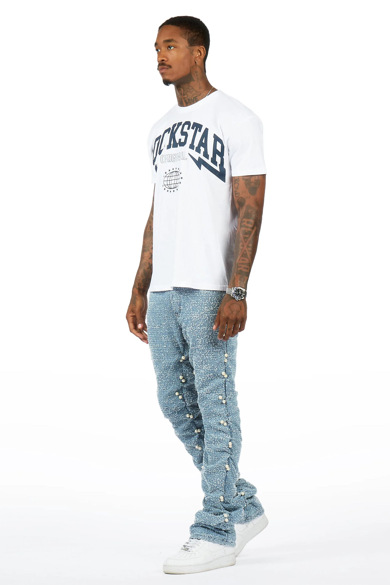 Shae Blue Pearl Stacked Fit Jean