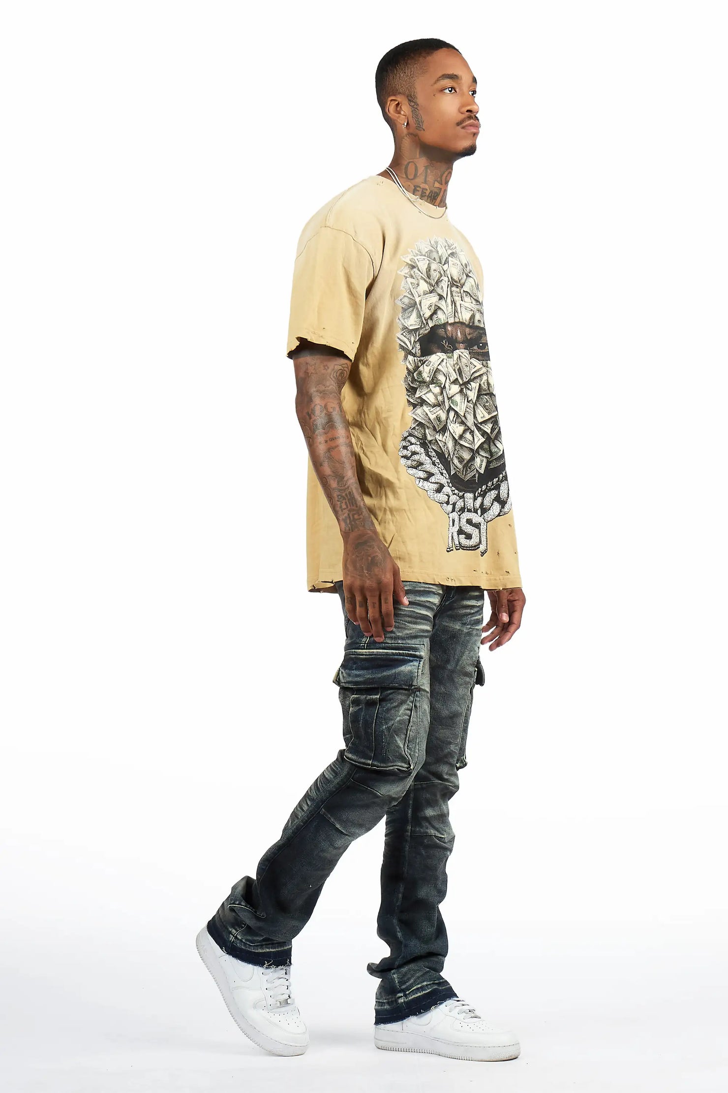 Cruz Dark Blue Stacked Fit Jean