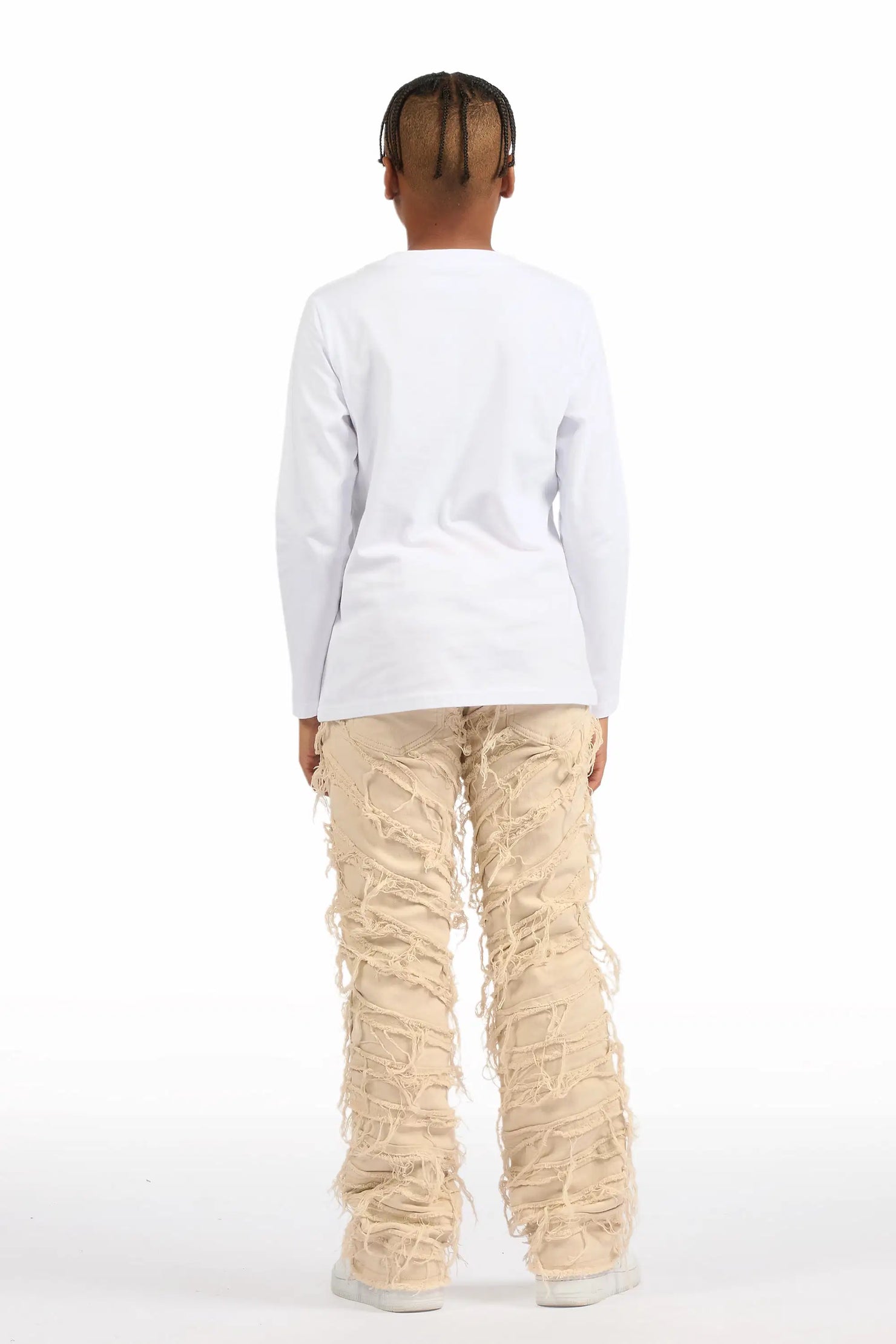 Boys Charly Beige Stacked Flare Jean