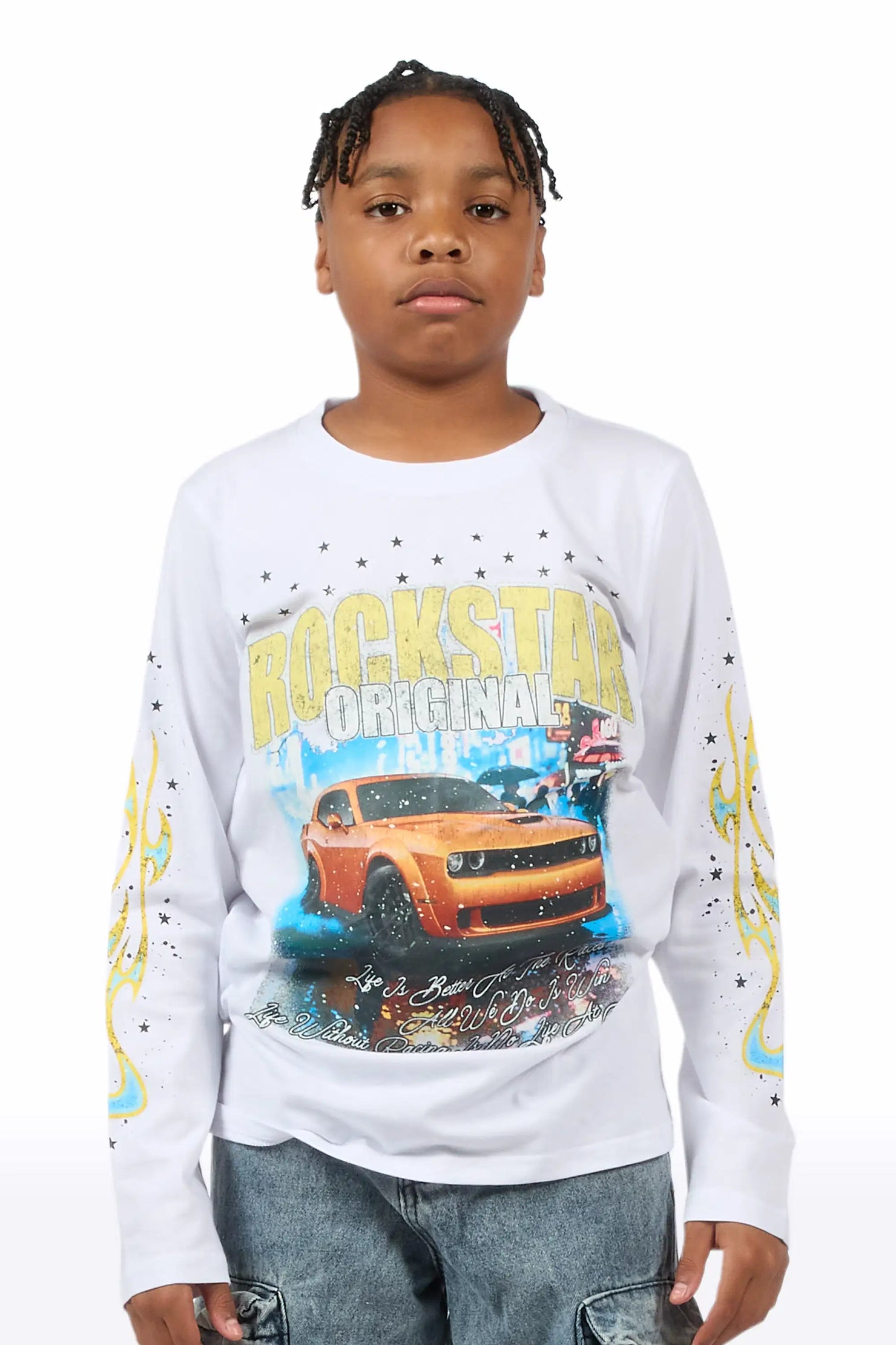 Boys Tokyo White Graphic L/S T-Shirt