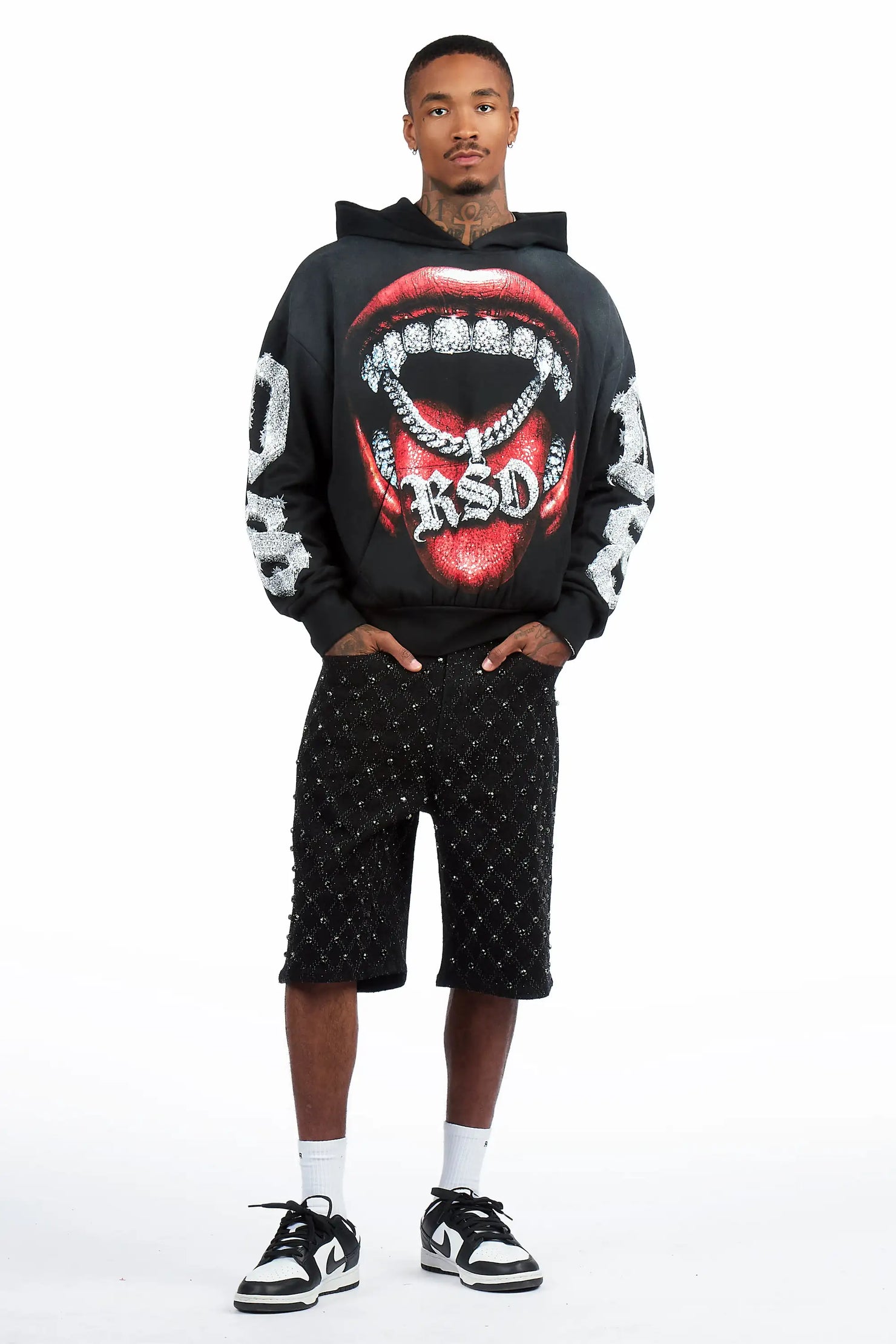 Glit Black Rhinestone Denim Short