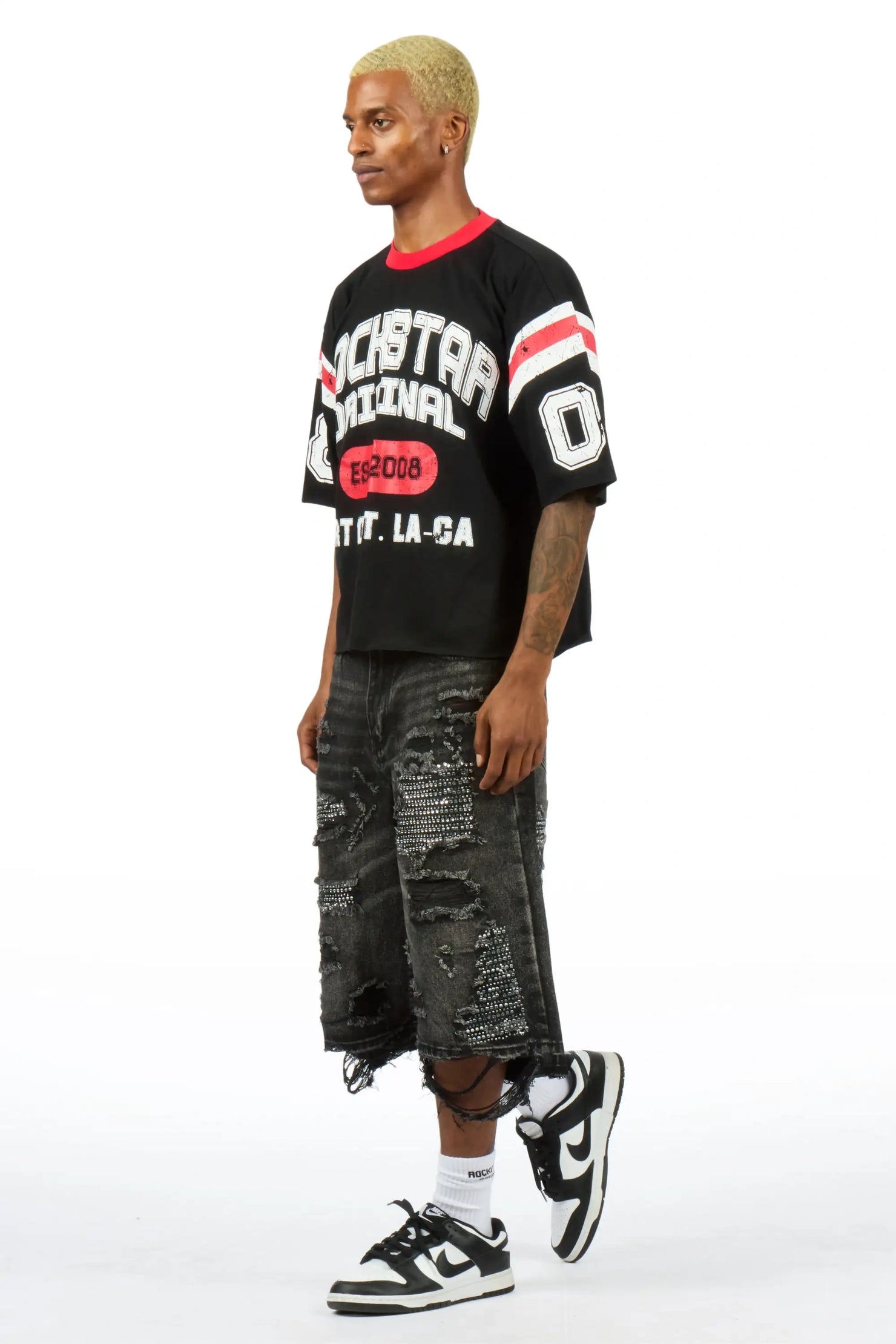 Mathey Dark Grey Rhinestone Jort