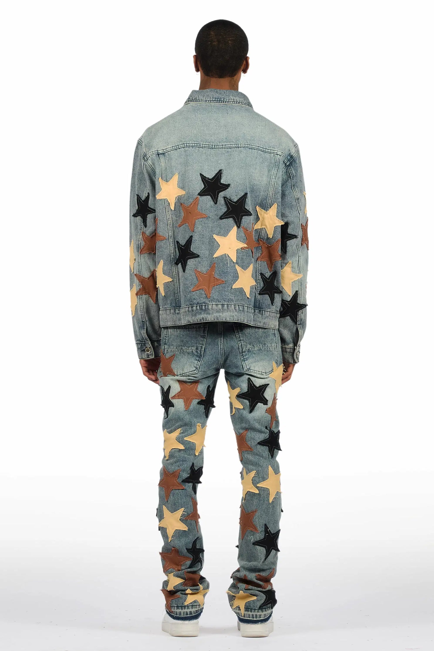 Starlane Vintage Blue Denim Jacket/Stacked Flare Jean Set