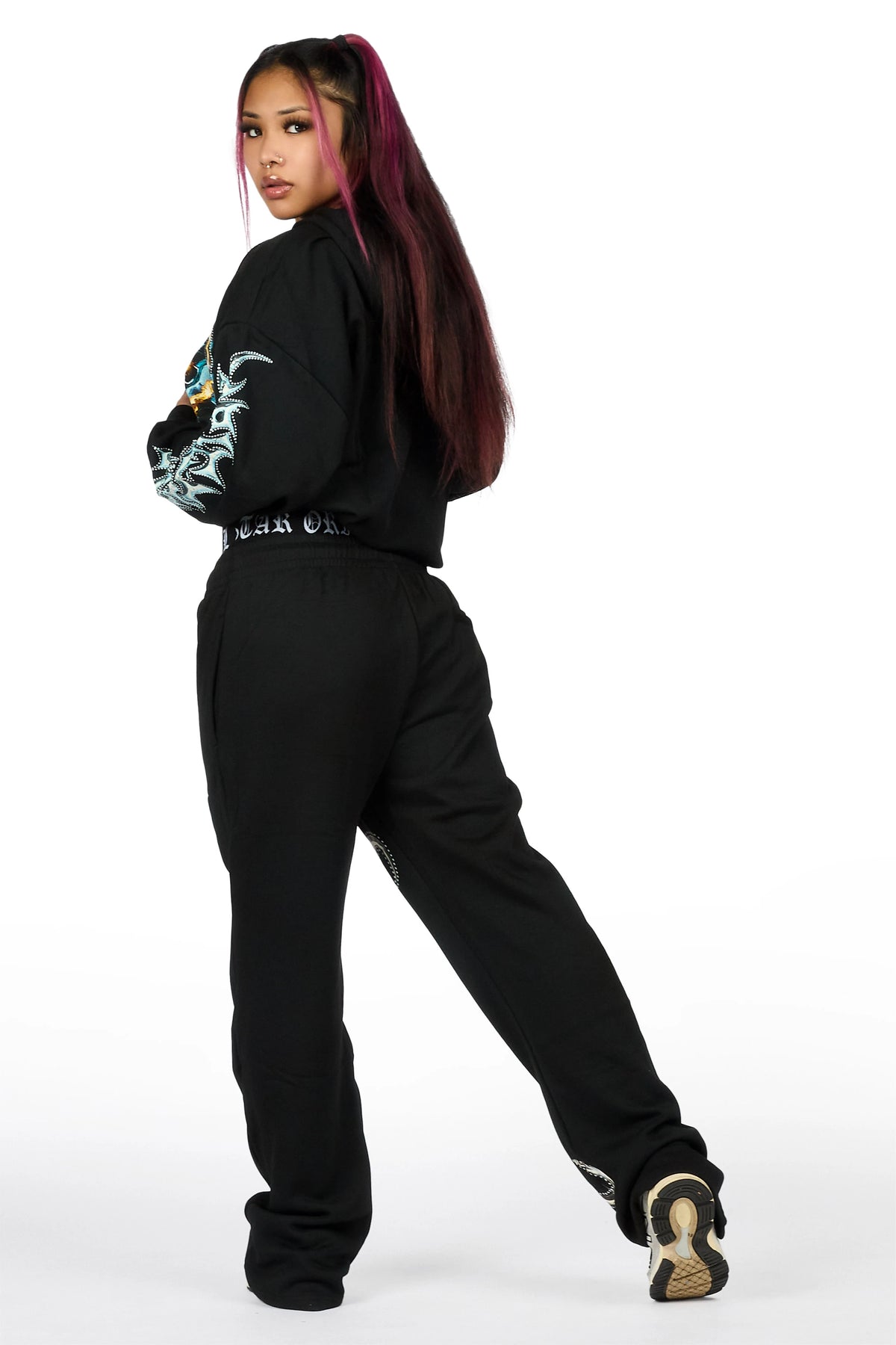 Tawny Black Graphic Baggy Fit Track Set