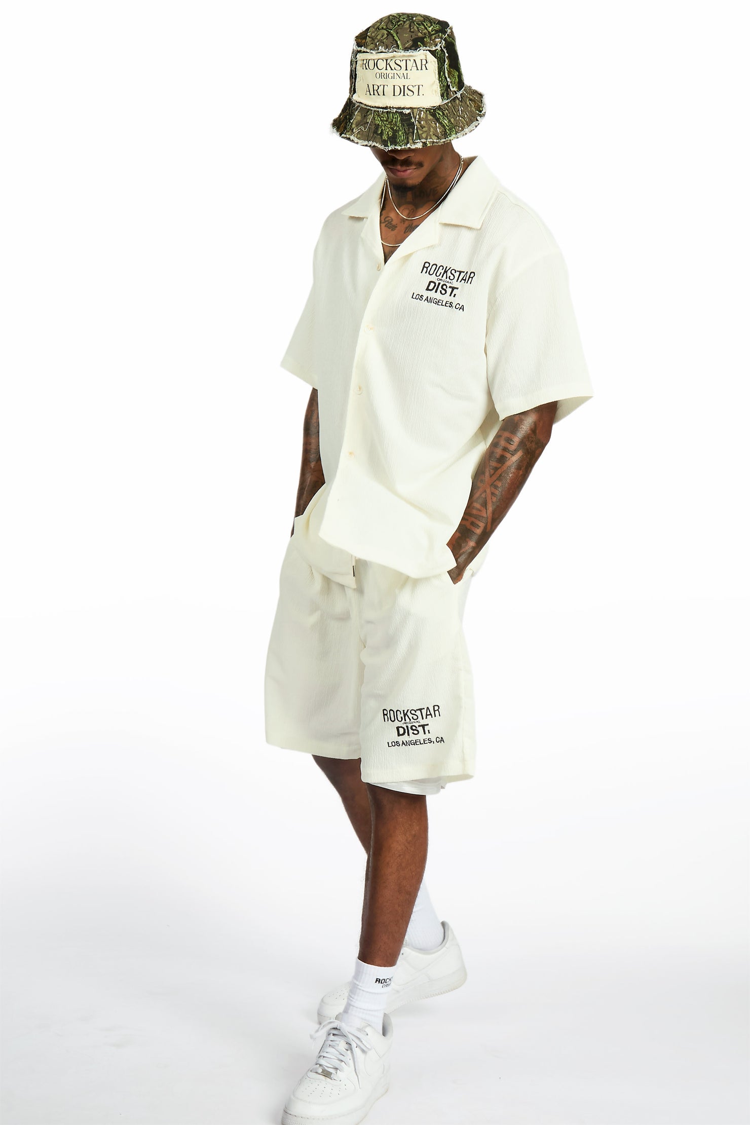 Kason Cream Button Down Shirt/Short Set