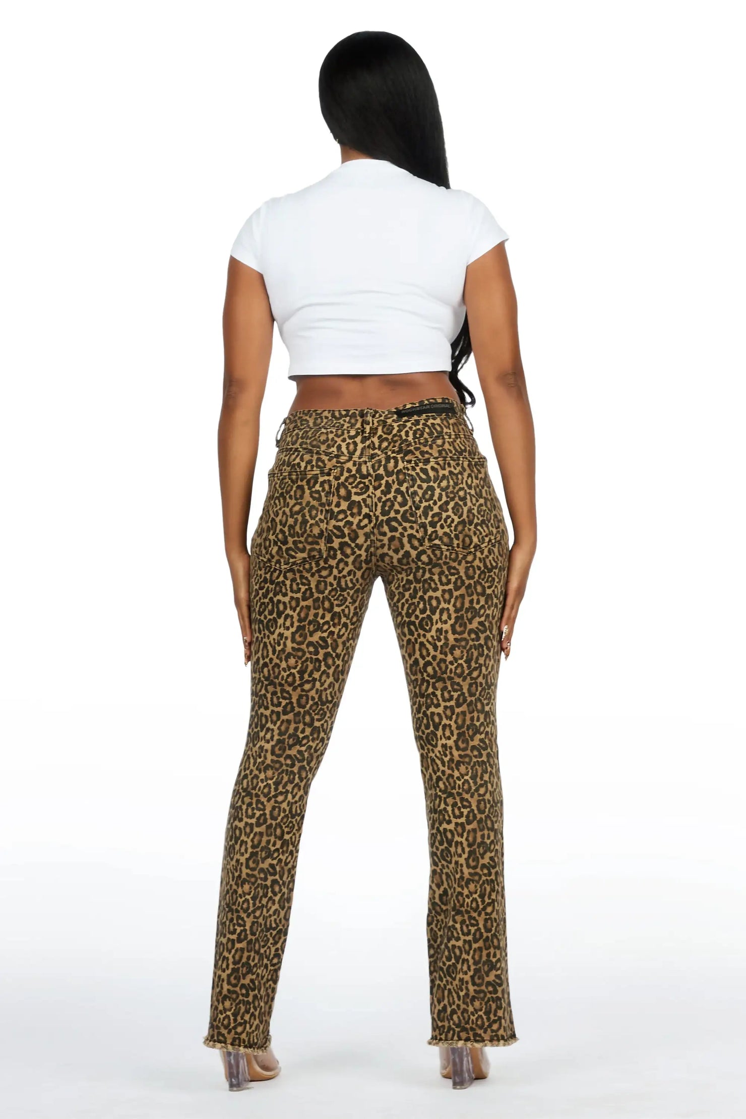 Tiriea Cheetah Low Rise Stretch Bootcut Jean