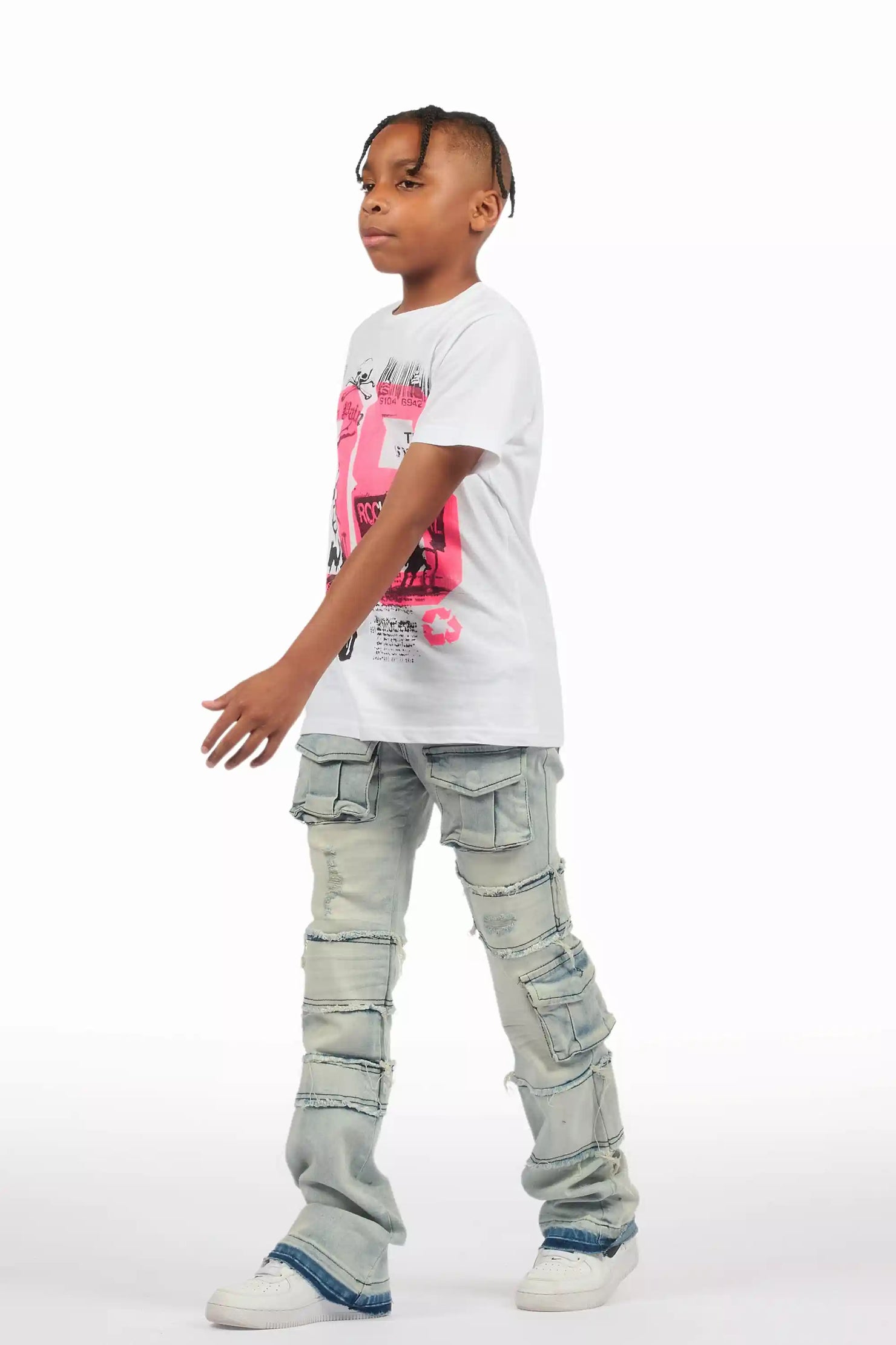 Boys Folant Light Blue Stacked Flare Jean