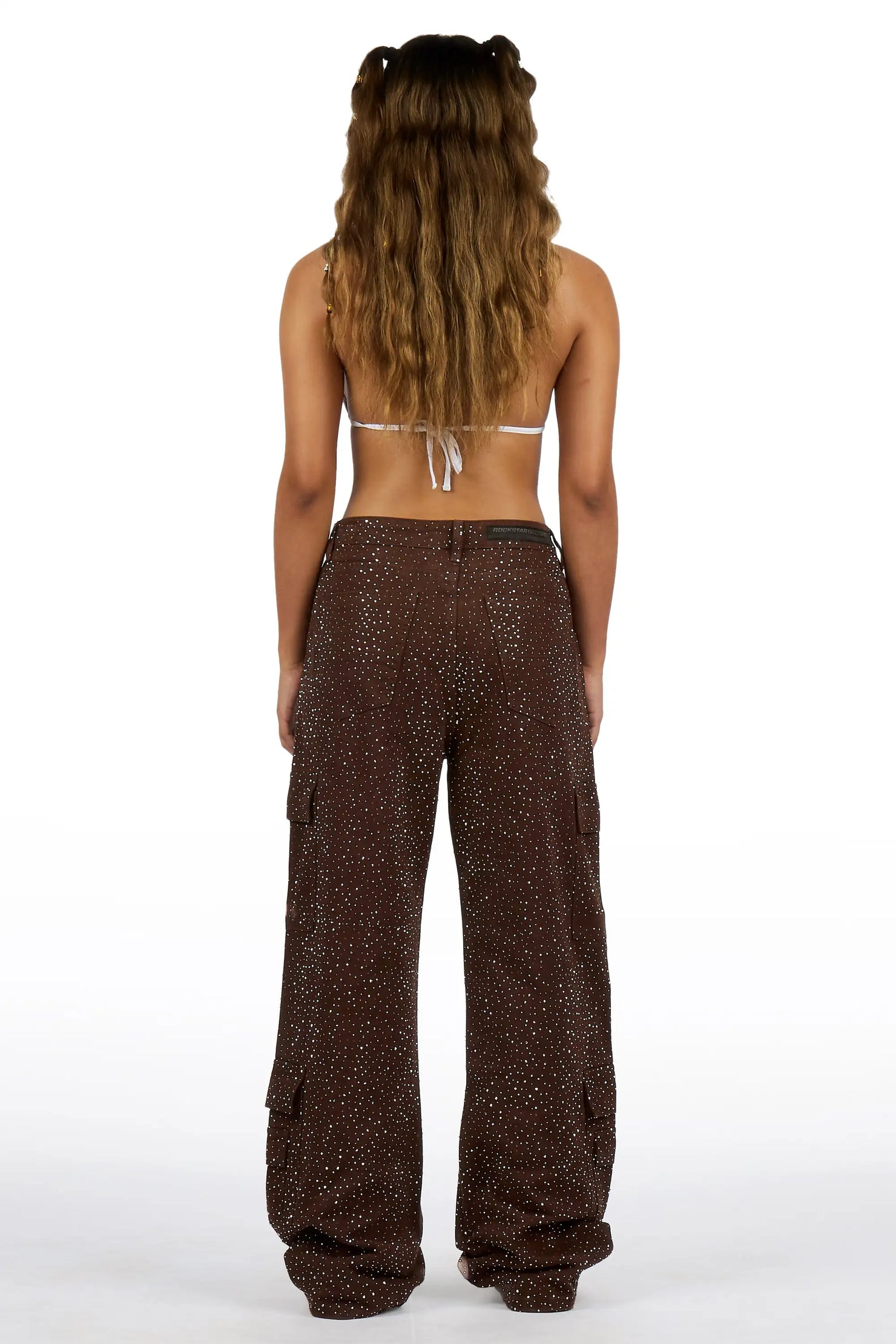 Dominika Brown Rhinestone Baggy Fit Jean